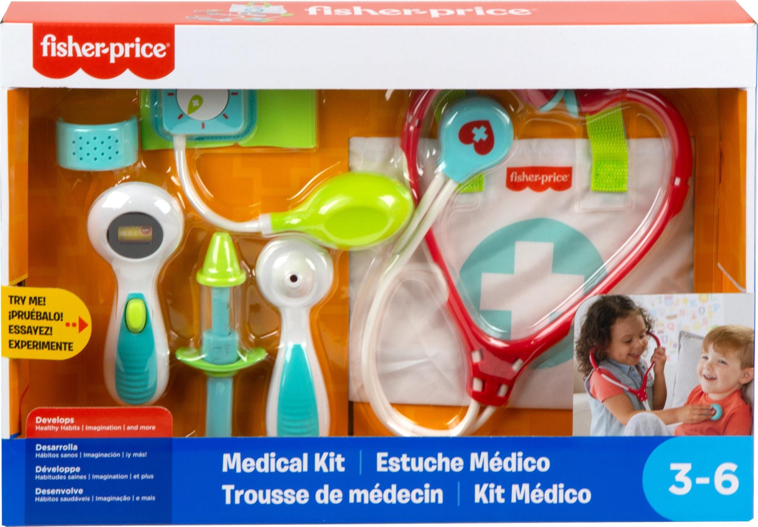 Fisher-Price Fisher-Price Preschool Pretend Play Medical Kit 7-Piece Doctor Bag Dress Up Toys for Kids Ages 3+ Years