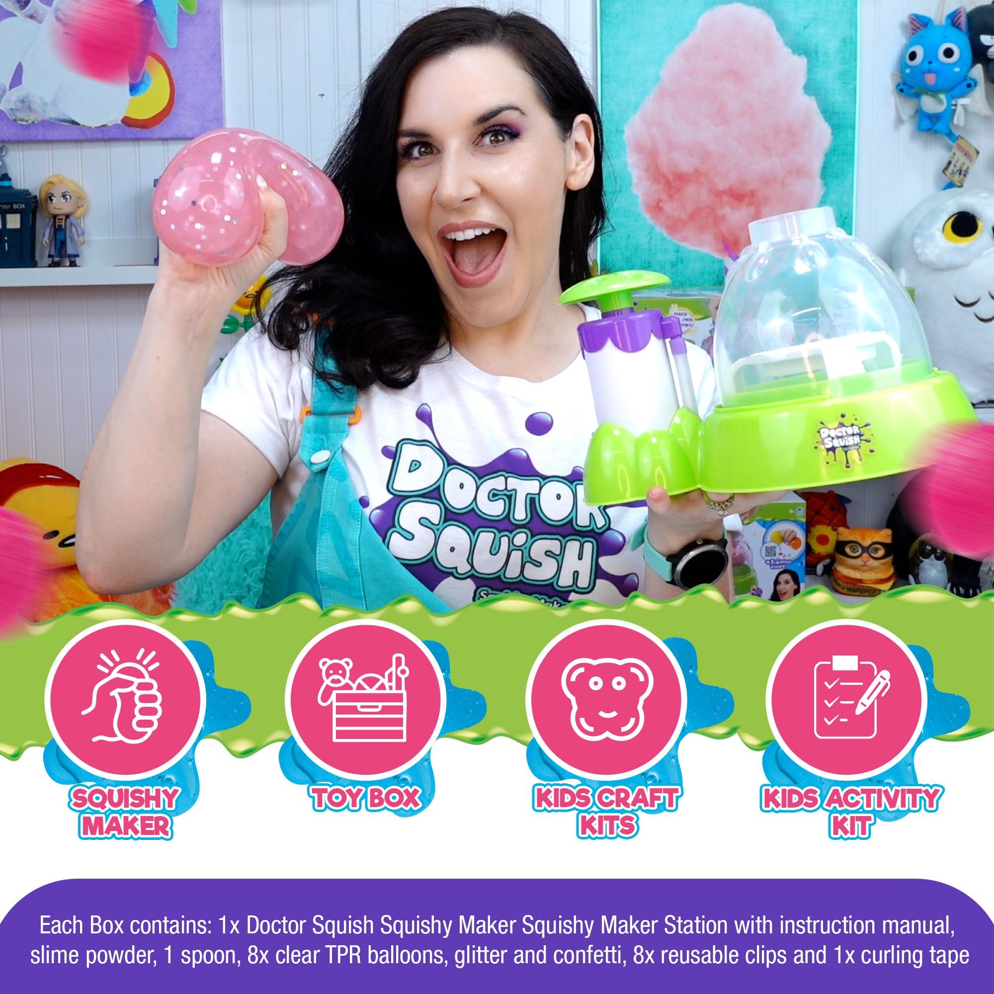 Doctor Squish Doctor Squish: Squishy Maker, New Shiny Glitter Station Maker, Decorate with Confetti, Sparkles & Colored Ink, Variety of Sizes, Just Add Water to Make Your Own Slime, for Ages 8 & up