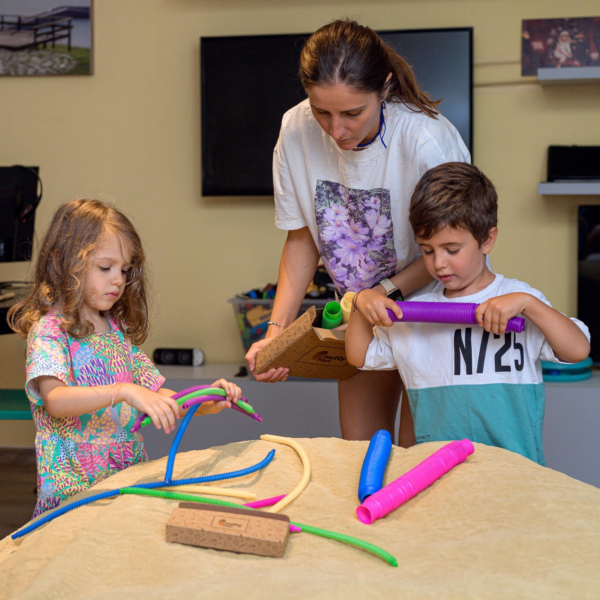 nutty toys Nutty Toys Jumbo Pop Tubes - XL Sensory Toys for Kids 5+ - Endless Creativity & Fun |8 Pack| - Connect & Pop! Top ADHD Autism Fidget 2025, Best Boy & Girl Easter Basket Essentials & Gift Idea