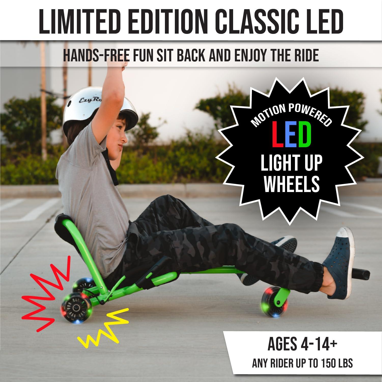EzyRoller EzyRoller Classic Ride On Scooter with Light-up Wheels for Kids Ages 4+ - Pink LED Limited Edition