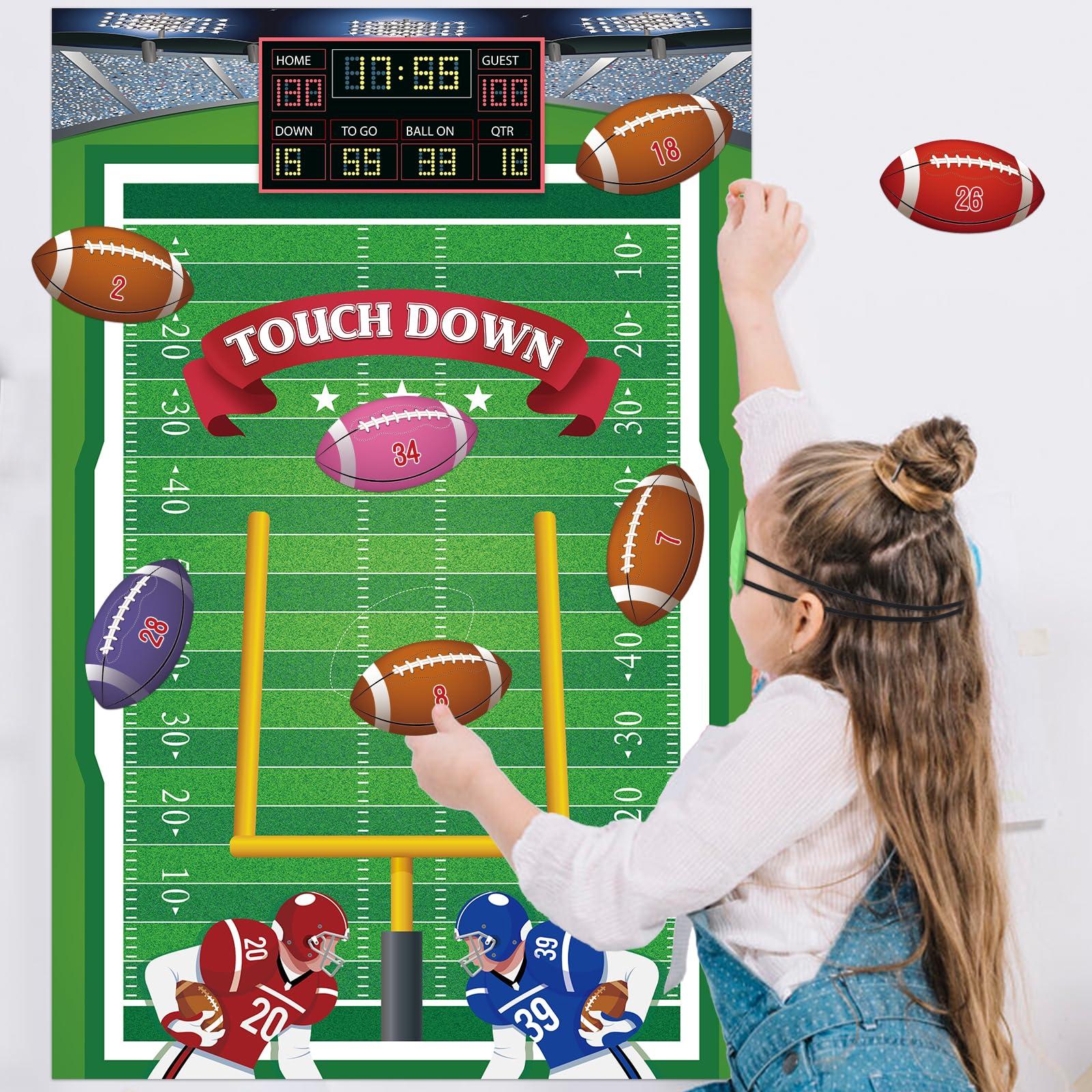 Hxezoc Hxezoc Pin The Football On The Goalpost Game With 36 Pcs Football Stickers, Large Football Party Games Poster for Kids Birthday Party, Carnival Party Decoration Supplies