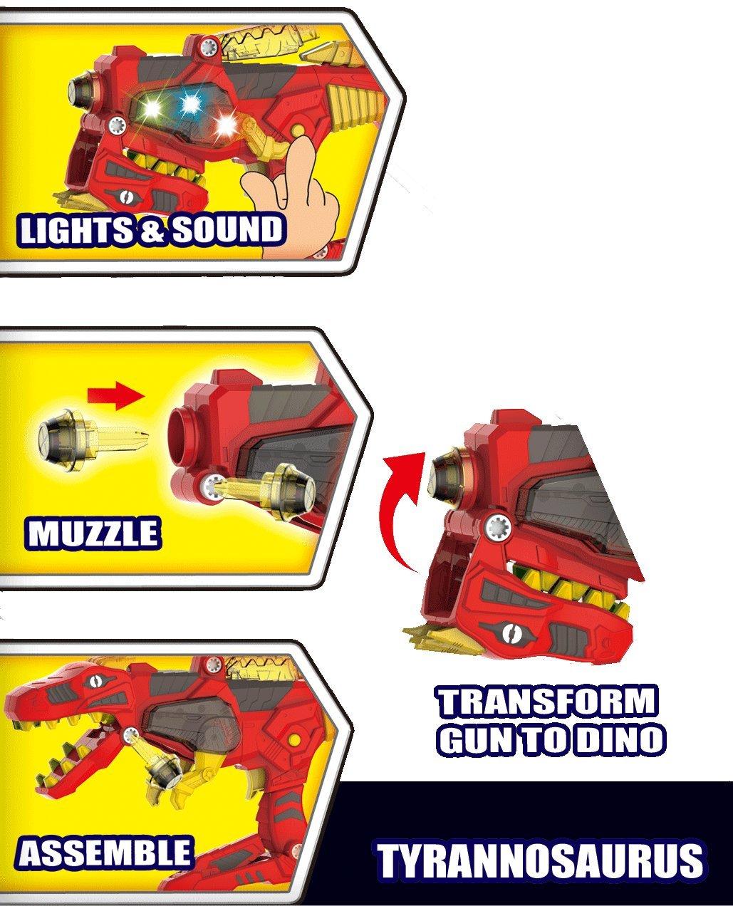 Liberty Imports Liberty Imports Dinosaur Toy Gun - 3-in-1 Transforming T-Rex Blaster with Cool Sound Effects & LED Light Up - Build and Take Apart Toy for Boys & Girls