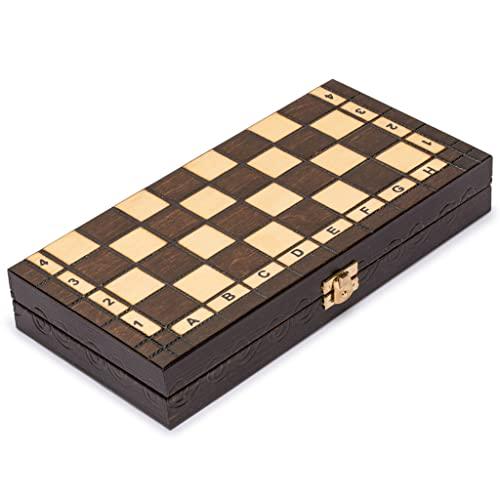 Husaria Husaria European International Chess Wooden Game Set, King\'s Continental - 11.3-Inch Small Size Chess Set with Folding Board and Felt Bottom Chessmen