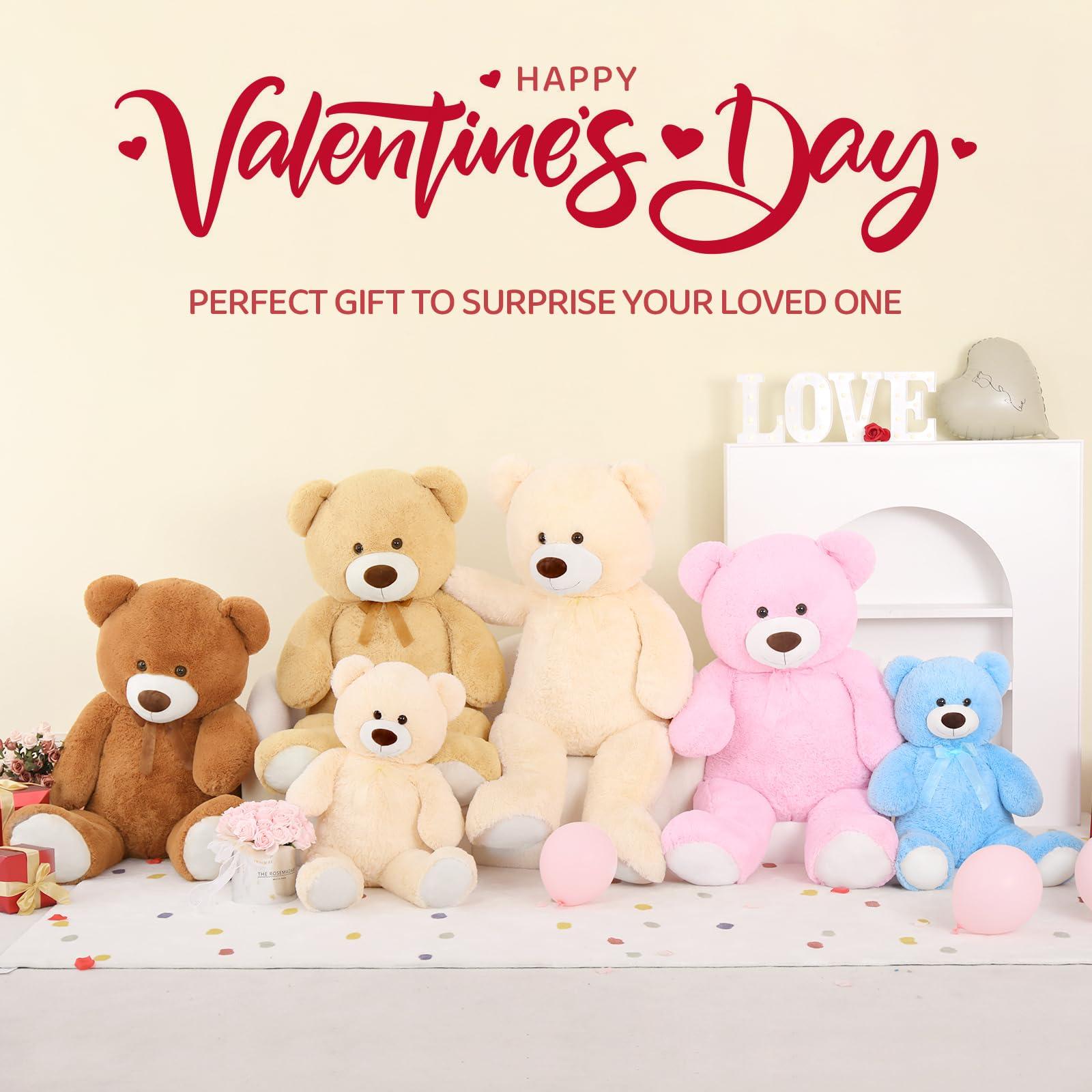 DOLDOA DOLDOA Giant Teddy Bear Soft Stuffed Animals Plush Big Bear Toy for Kids, Girlfriend 35.4 inch (Tan)