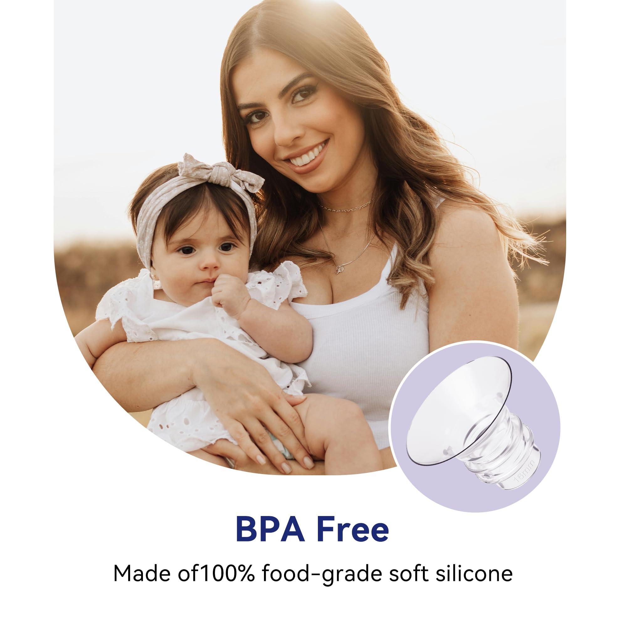 Gotocut Flange Inserts 16mm 18mm 4PCS Compatible with Spectra Elvie Medela Willow go Bellababy 24mm Flange/Shields Wearable Breast Pump, Reduce Nipple Tunnel Size, Pump Parts Replace