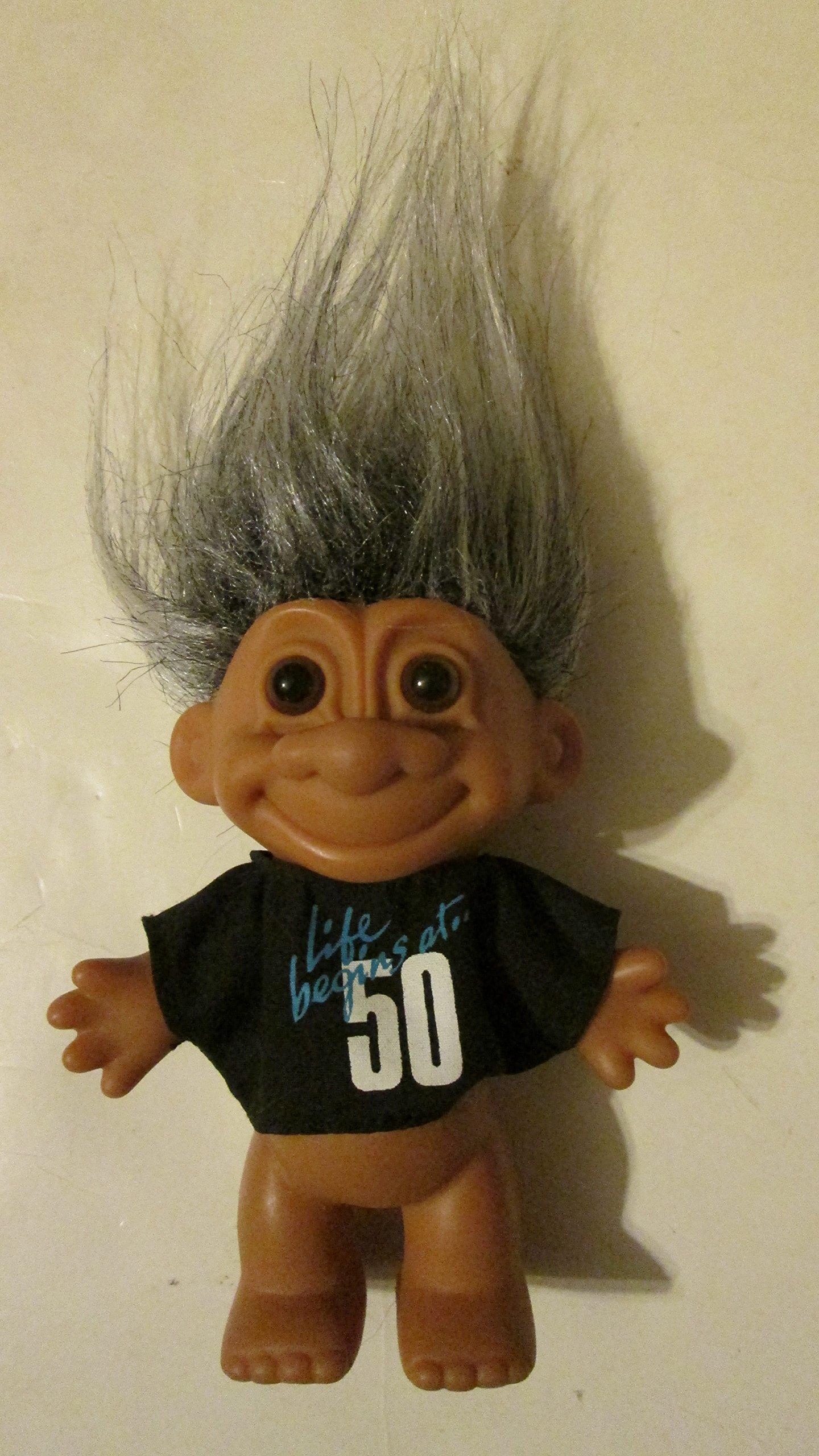 Russ Russ Troll \"Life Begins at 50\" Gray Hair - 4 Inch