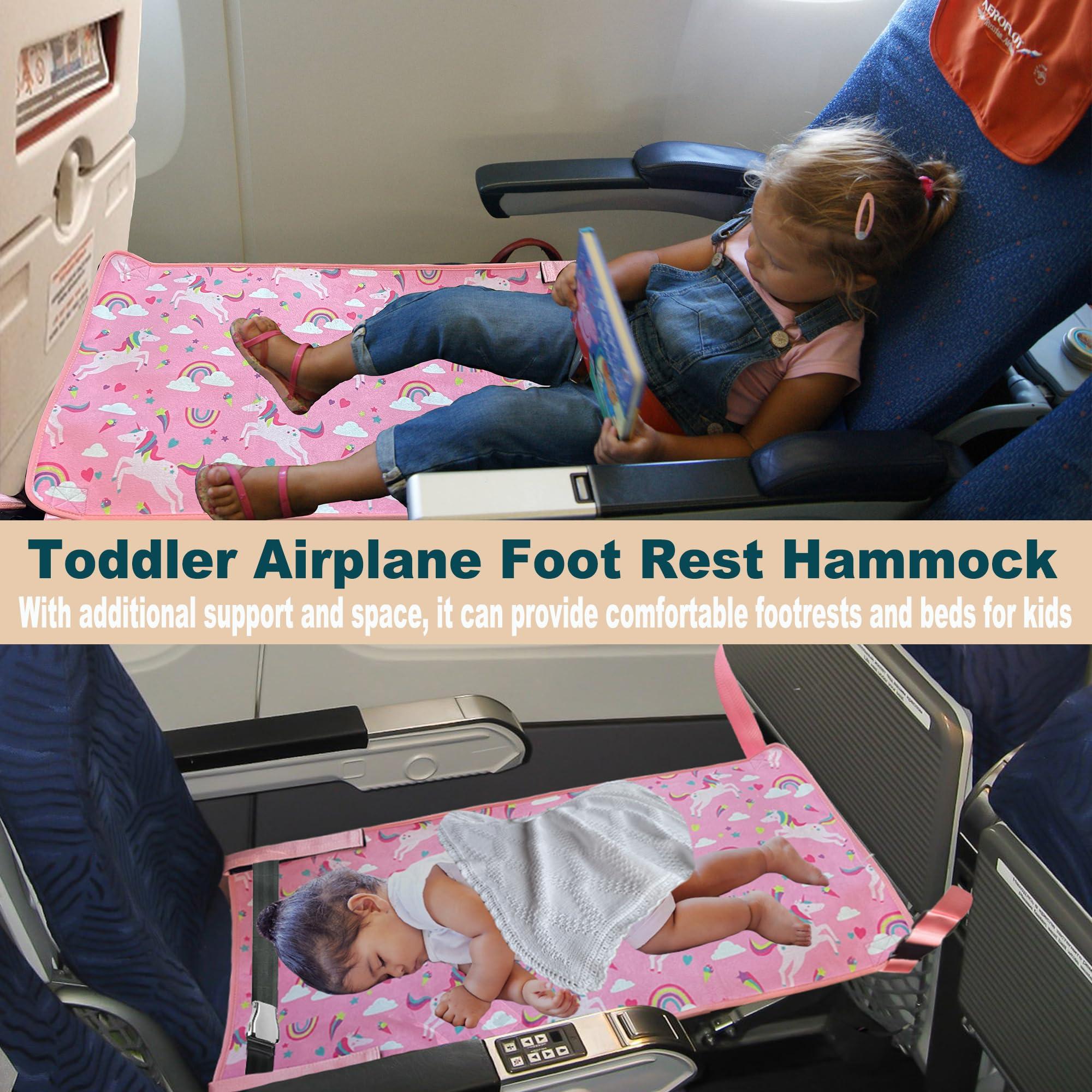 Gulissa Toddler Airplane Bed, Airplane Travel Essentials for Kids, Baby Portable Plane Bed for Flights, Airplane Must Haves for Kids Makes Your Trip Enjoyable and Comfortable(Pink)