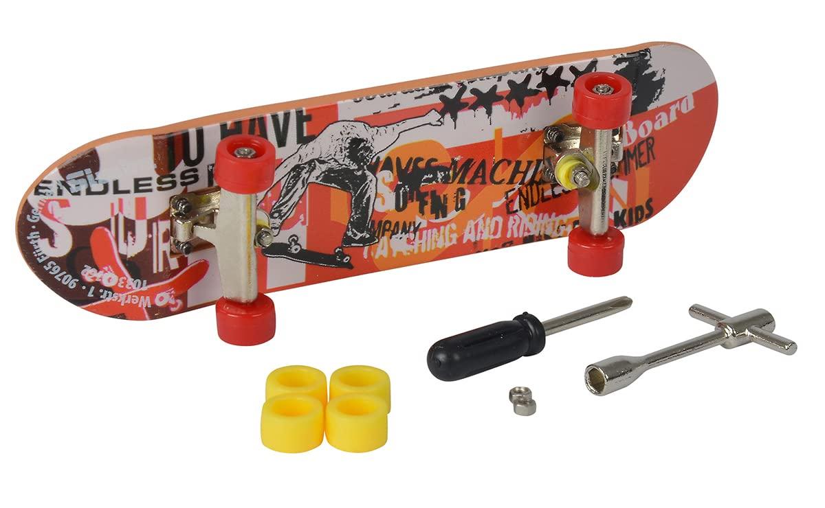 Simba Simba 103306083 Finger Skateboard, 6 Assorted Designs, Only One Item Delivered, 9 cm, Anti-Stress, Fingerboard, Finger Scooter, with Accessories, from 5 Years