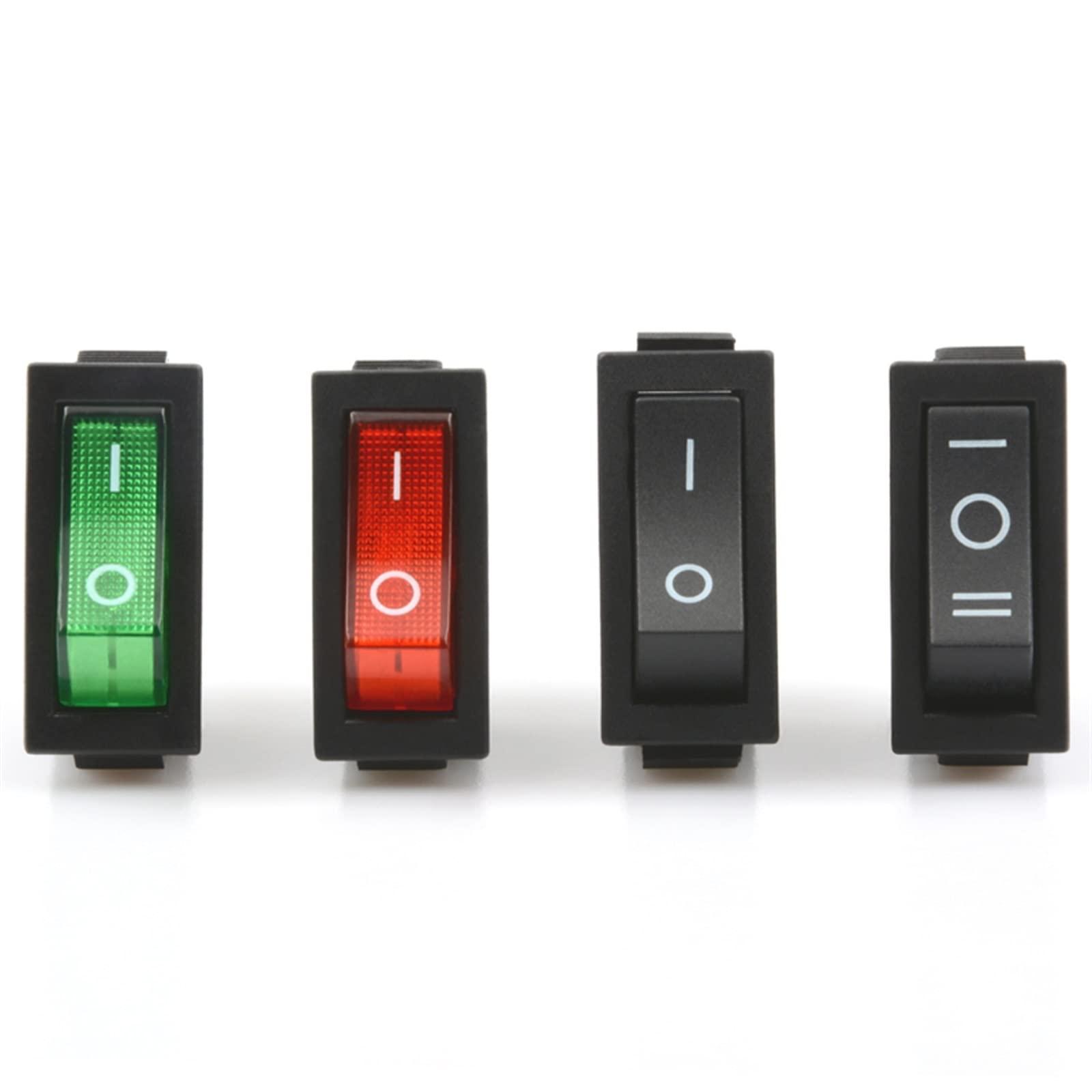 FFIME KCD3 Rocker Switch ON-Off 2 Position 3 Pin Electrical Equipment with Light Power Switch 16A 250VAC/ 20A 125VAC (Color : Red) (Color : Black)