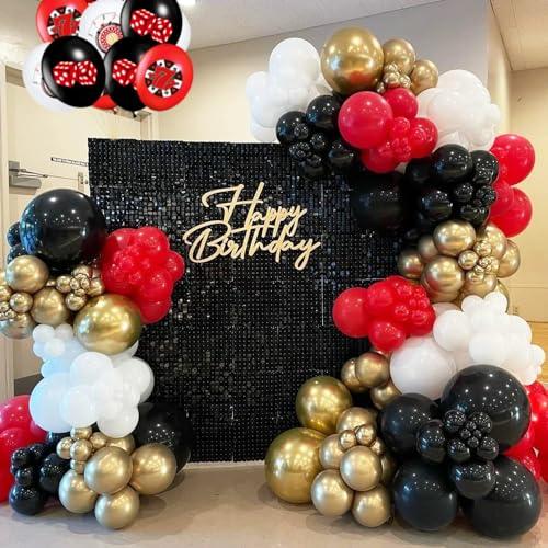 LOHO MAGICA 123 PCS Casino Theme Balloon Garland Arch Kit with Game Night Poker Card Latex Balloon for Casino Royale Birthday Las Vegas Night Hollywood Theme Party Decorations