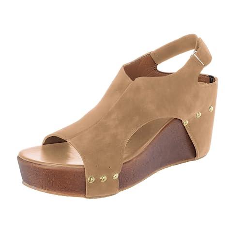 ZBYY ZBYY Womens Wedge Platform Sandals Peep Toe Buckle Ankle Strap Summer Wedding Casual Comfort Breathable Wedges Sandals