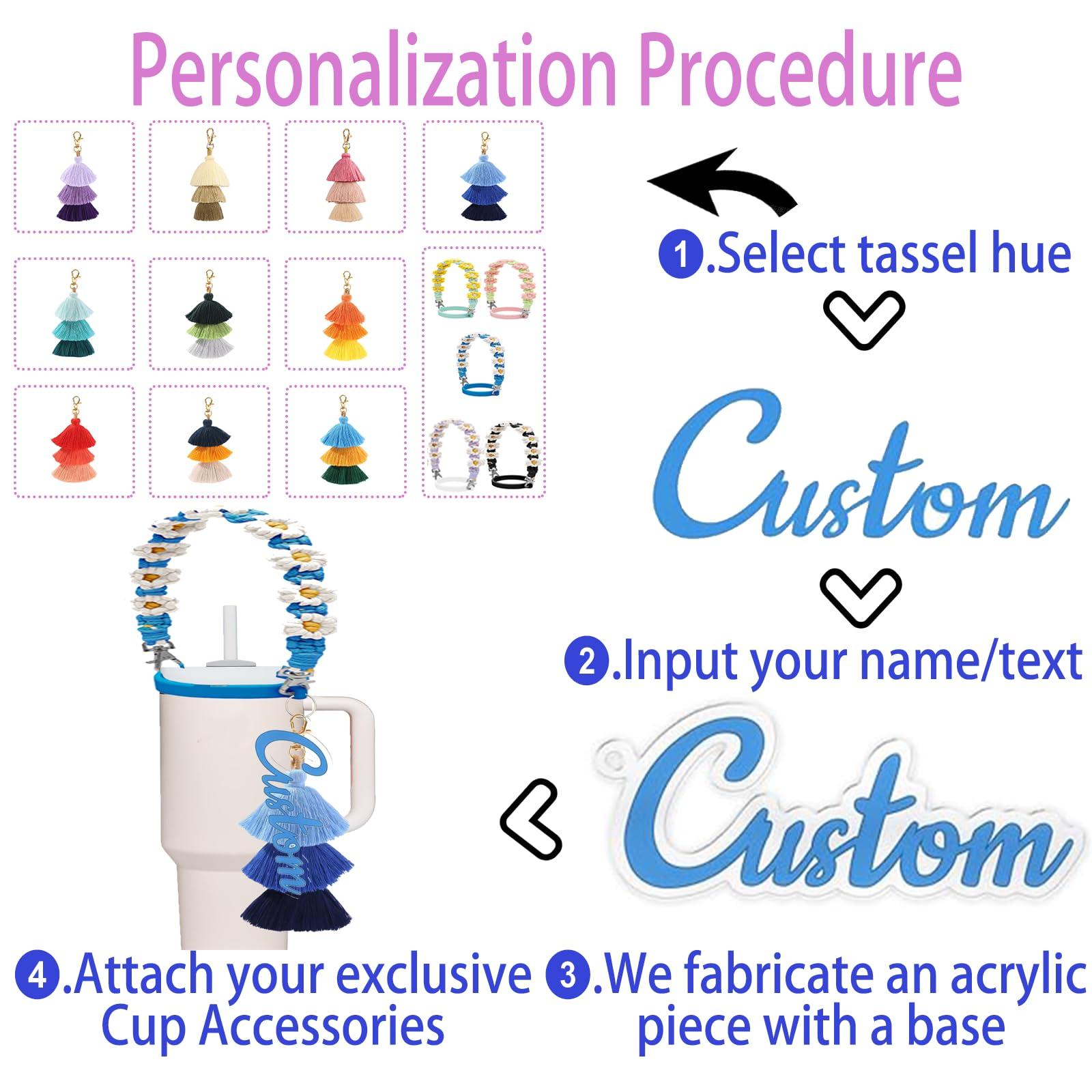 BROKANER Custom Name Letter Cup Holder with Strap - Personalized Cup Carrier Silicone Water Bottle with Strap for 16-40oz Bottles