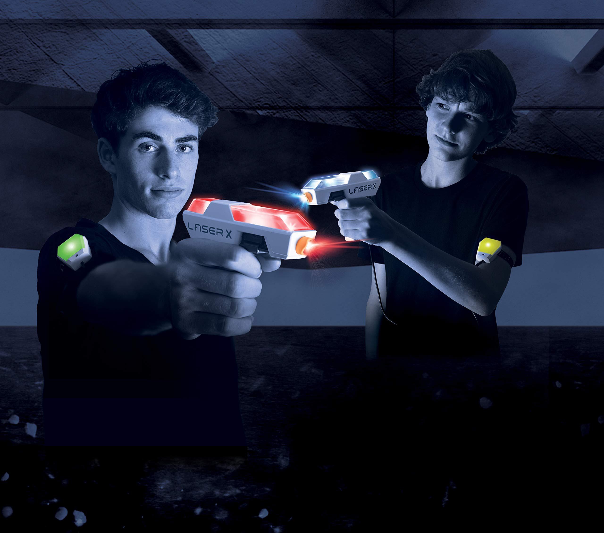 LASER X LASER X Two Player Laser Gaming Set, Multi, 2 Laser units with 2 Arms Receivers 100' Range