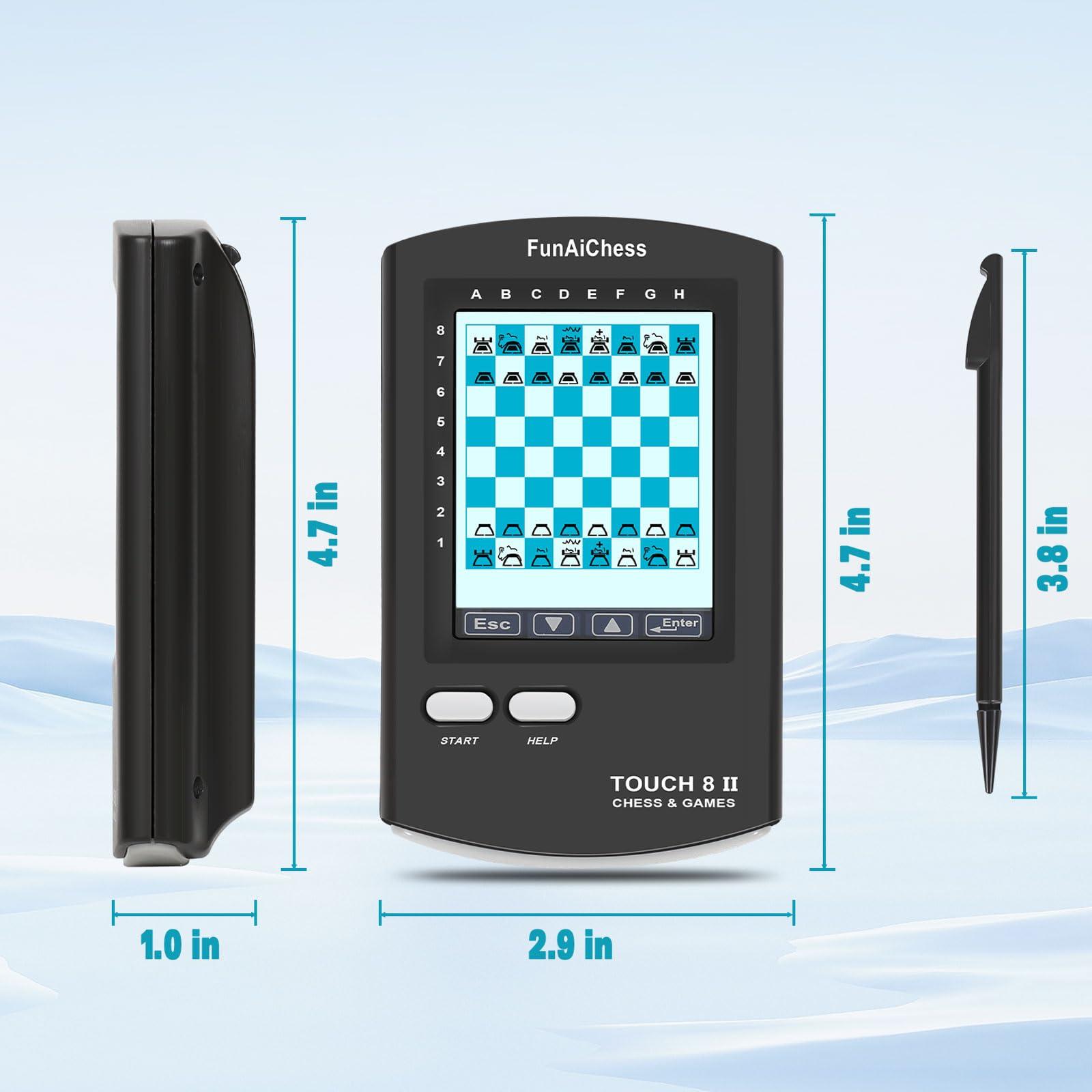 FunAiChess FunAiChess Handheld Electronic Chess Board 8 in 1 Touch Chess Computer Game Ai Chess Up Smart Electronic Chess Set for Adults, Kids,and Beginners Learn and Travel with Stylus Large LCD Display Gift