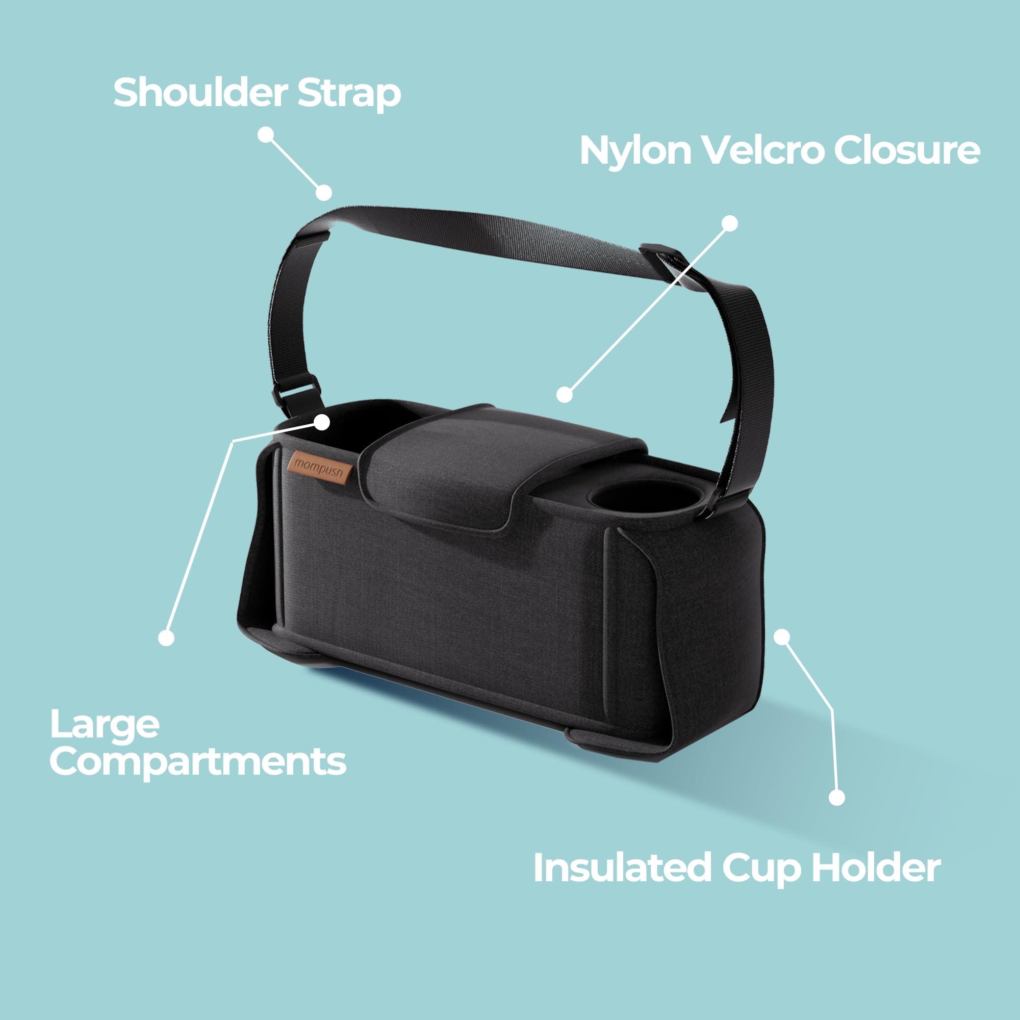 mompush mompush Stroller Organizer with Shoulder Strap, Large Storage Space and Cup Holder, Stroller Accessories Fits for Popular Strollers