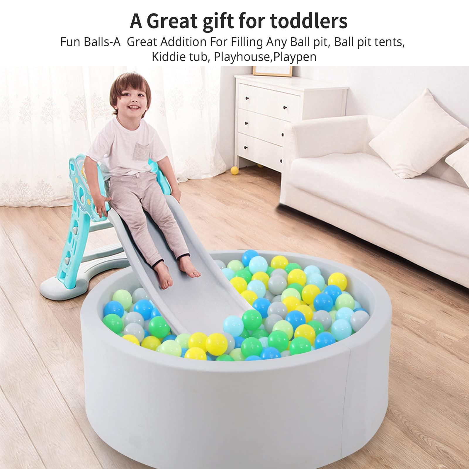 Heopeis Heopeis Ball Pit Balls, 100pcs Plastic Toy Balls for Kids, Crush Proof Ocean Balls Green Balls for Baby Toddler, Ball Pool Play Tent, Baby Kiddie Pool Water Toys, Party Decoration