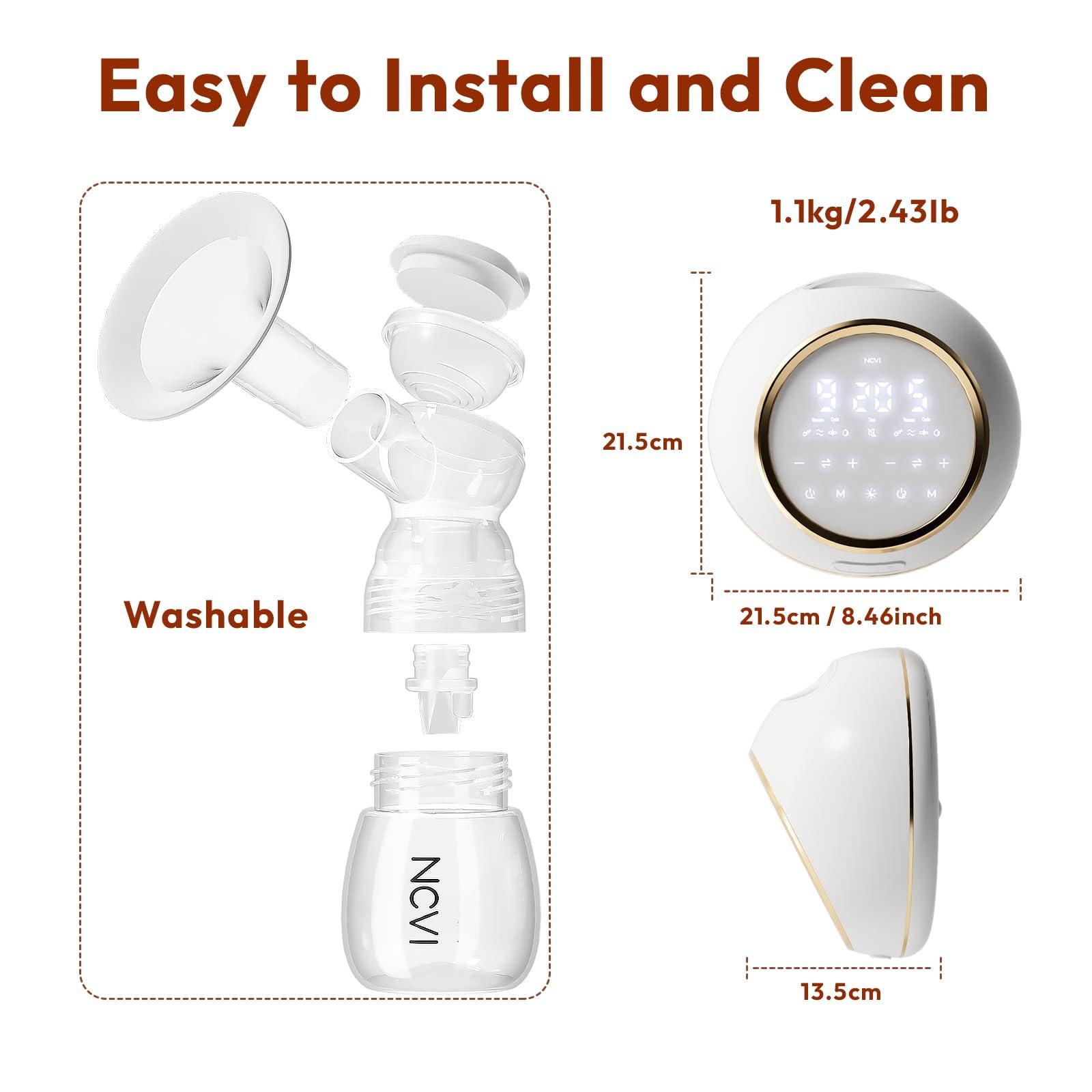 NCVI NCVI Electric Breast Pump F1, VibesFlow Dual Control Pump, Hospital-Grade Suction and Double Side Independent Rhythm, Micro-Vibration Milk Pump, Breastfeeding Kit with Storage Bags & Cooler Bags