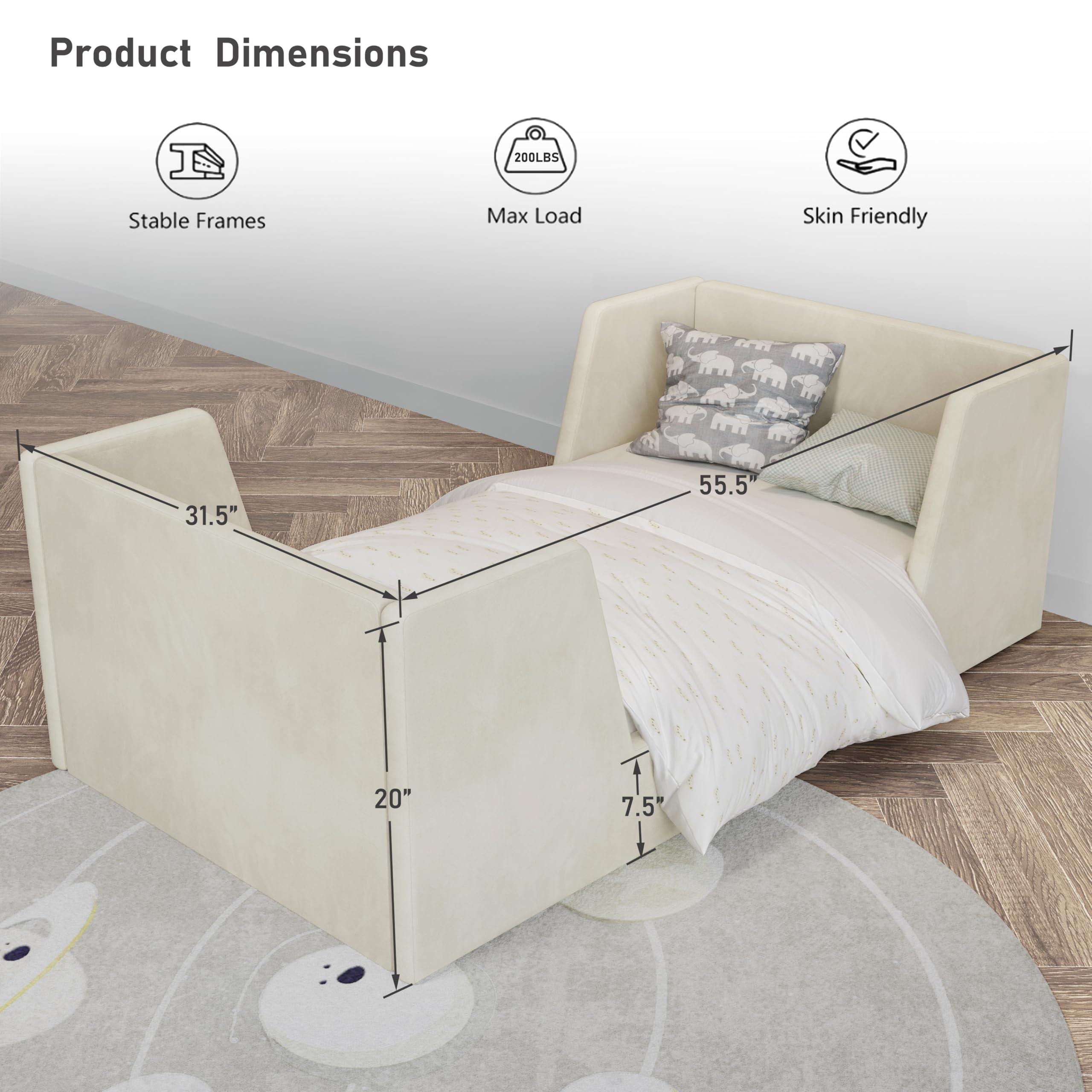allamazing Toddler Bed, Toddler Floor Bed Frame with Guard Rails, Kids Bed for Ages 2-6 Years, Small Bed for Kids Girls and Boys, Standard Crib Mattress Toddler Beds, Certified Fabric Beds