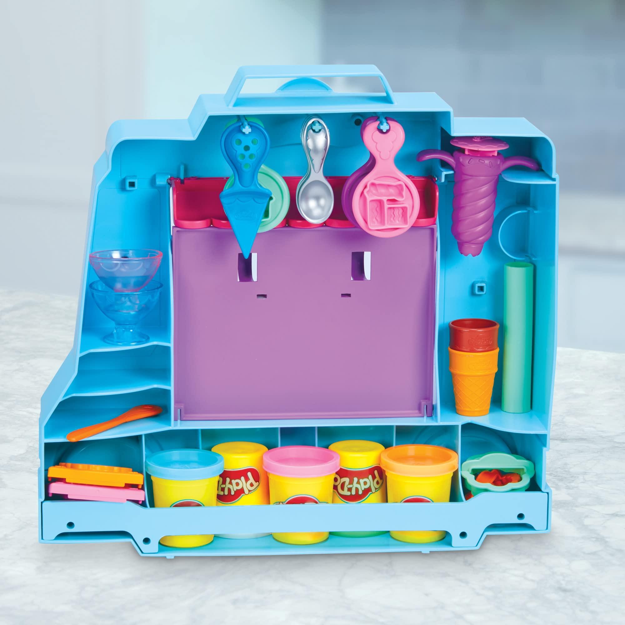 Play-Doh Play-Doh Kitchen Creations Ice Cream Truck Toy Playset for Kids, 20 Play Kitchen Accessories, 5 Colors, Preschool Toys for 3 Year Old Girls and Boys and Up