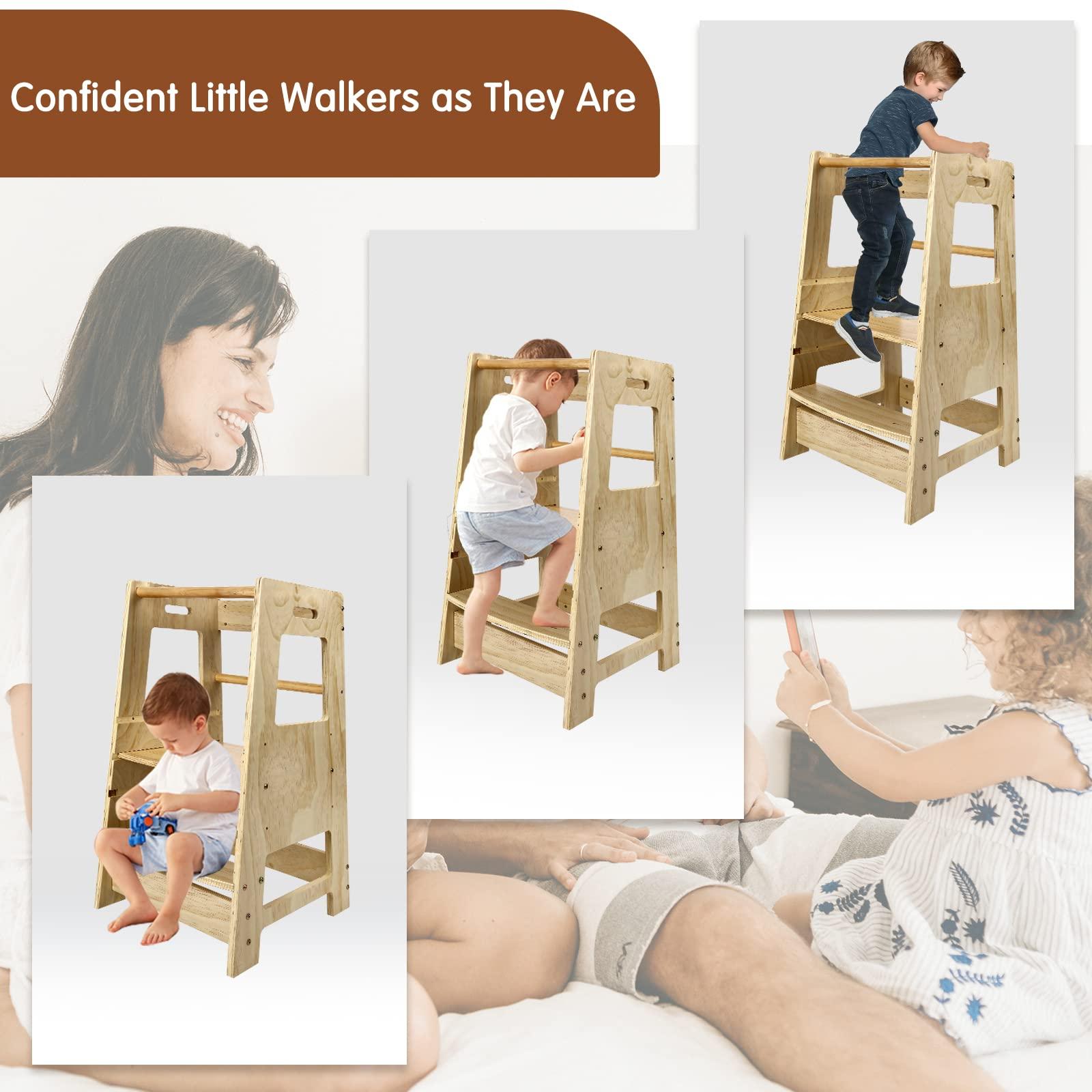 DEARYOU DEARYOU Toddler Stool Tower,Toddler Kitchen Stool, Kitchen Standing Helper Stool for Toddlers,Toddler Stool for Kitchen Counter, Learning Kitchen Tower for Toddlers, Helper Standing Tower, Natural