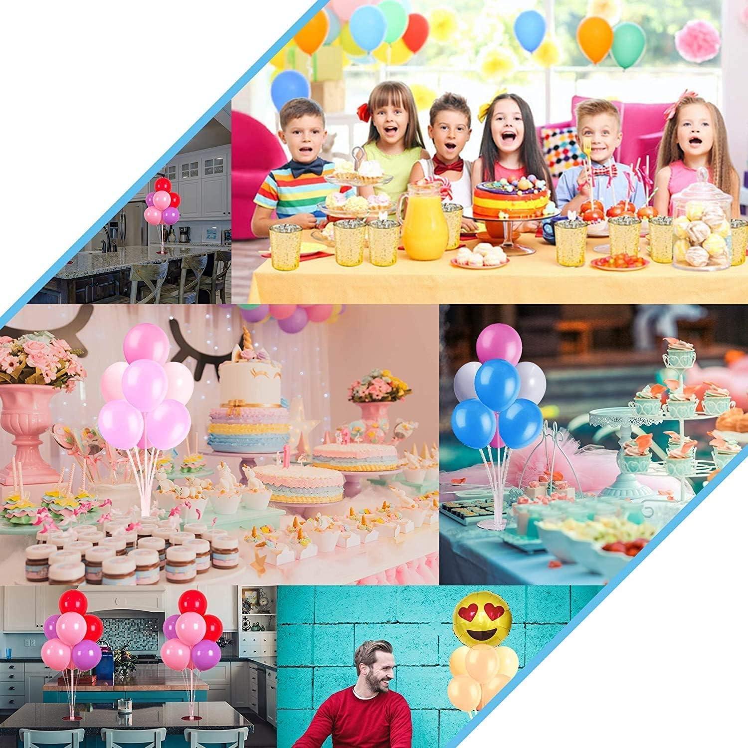 Acquwistach Balloon Stand Kit for Party and Wedding Decorations Celebrations 4 Sets Balloon Stands fot Table with 28 Sticks 28 Cups and 4 Bases