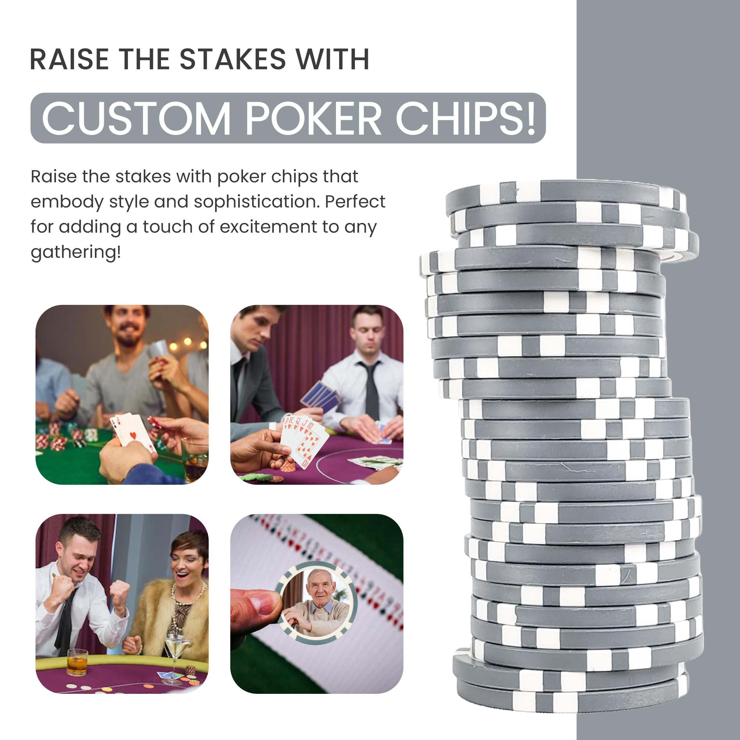 IT\'S A SKIN IT\'S A SKIN 25 Pieces Custom Poker Chips Set - 11.5g Clay Poker Chips for Cardboard Activities, Late Night Games, Texas Holdem, Monte Carlo, Casino Chips, Card Club - Composite Board Games - Grey