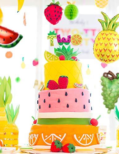 Sursurprise Tutti Frutti Party Decoration Kit Twotti Frutti Balloon Happy Birthday Banner Two Cake Topper for Girl’s Fruit 2nd Birthday