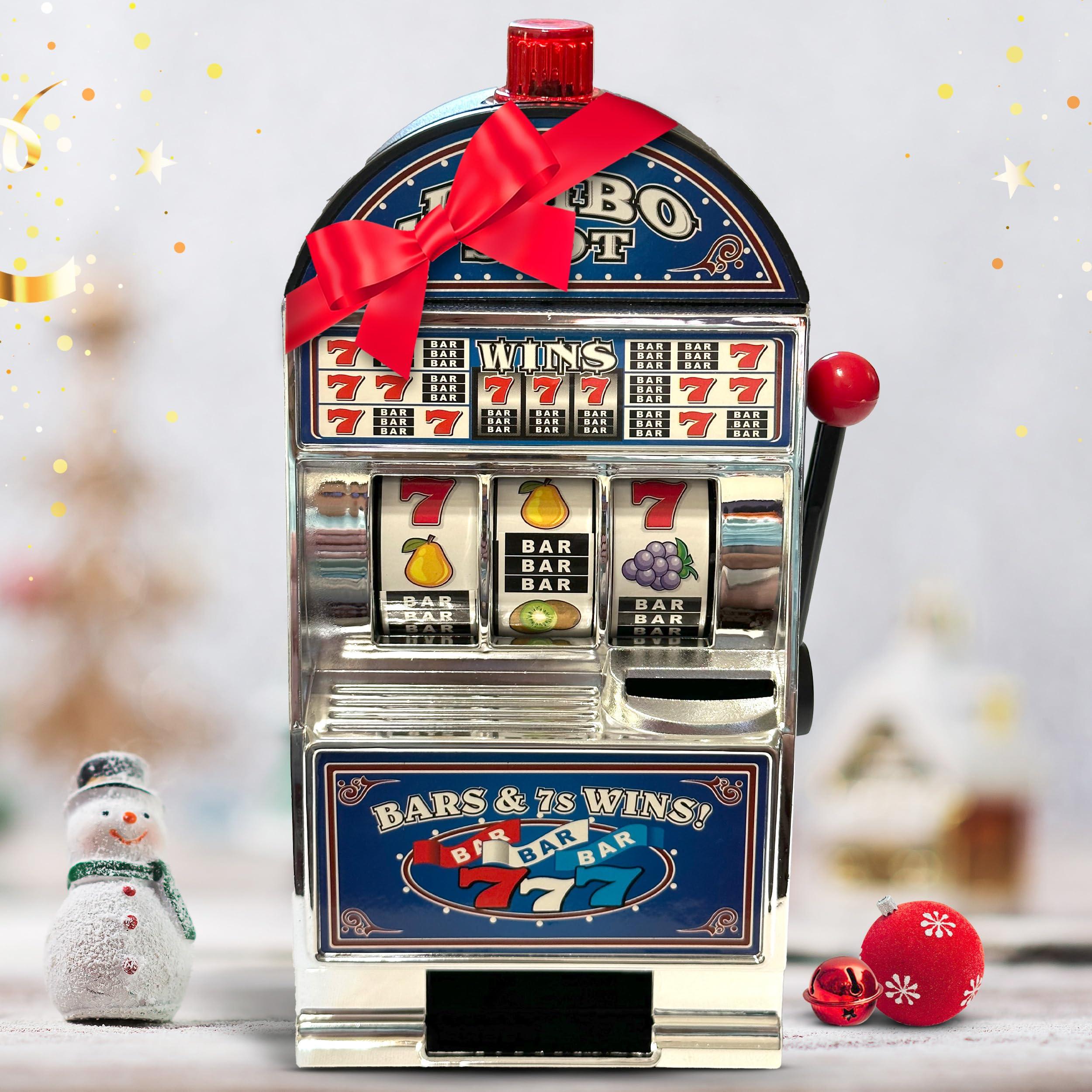 Adams Toy Heaven 777 Silver Slot Machine Casino Toy Piggy Bank Replica with Flashing Lights and Jackpot Alert Sounds