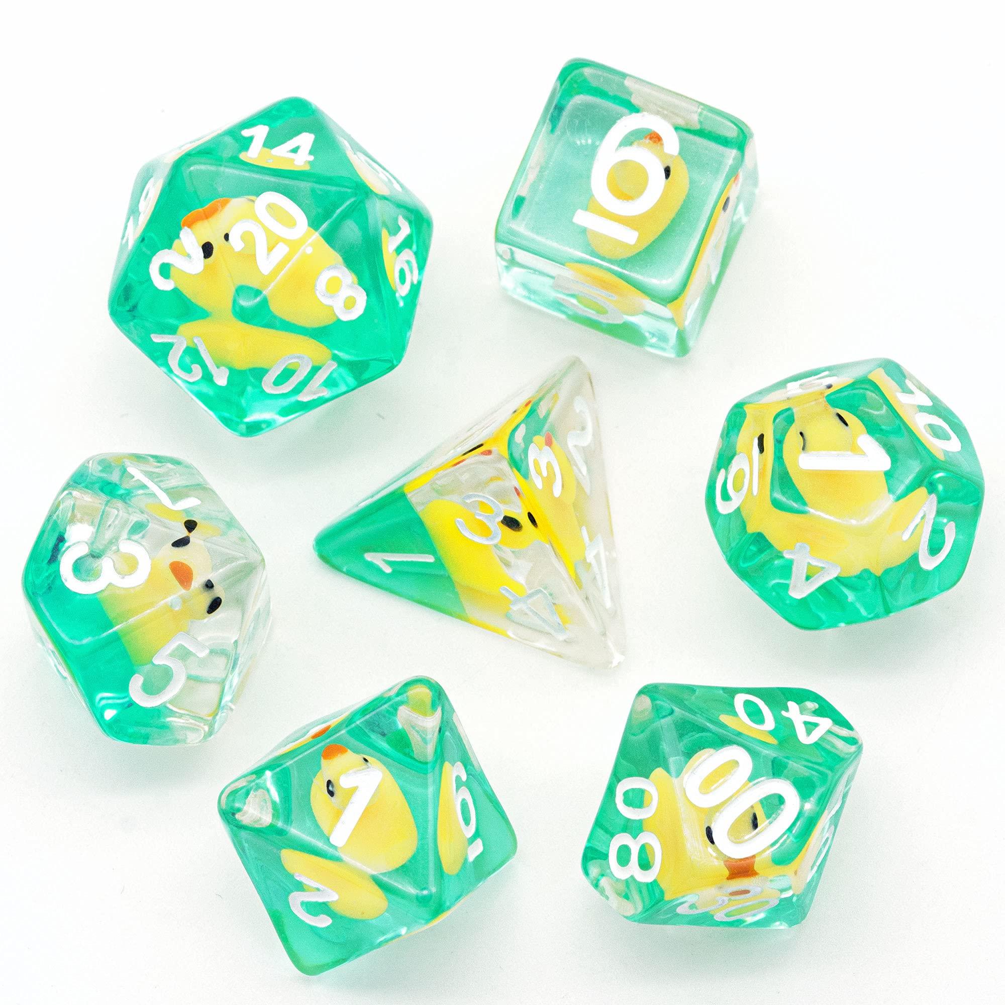Cusdie Cusdie One 7-Die DND Dice Set Filled with Duck and One 7-Die DND Dice Set Filled with Chick Family for Role Playing Game Dungeons and Dragons D&D Dice MTG Pathfinder (Yellow Duck)