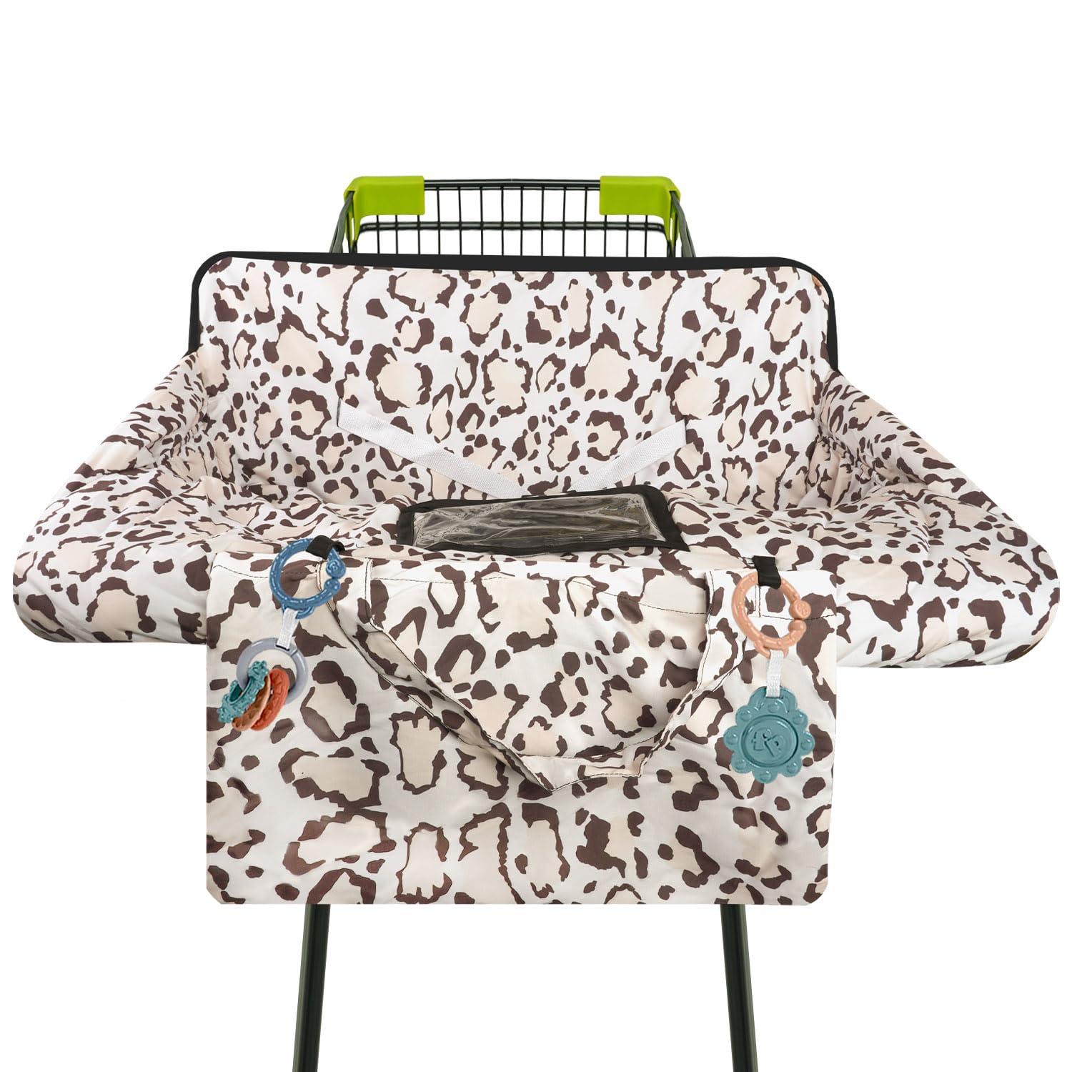 Polovillae Polovillae Shopping Cart Cover for Baby 2-in-1 High Chair Cover with Safety Harness Multifunctional Grey Pattern Cart Covers for Babies Soft Padded Grocery Cart Cover for Baby Boy Girl