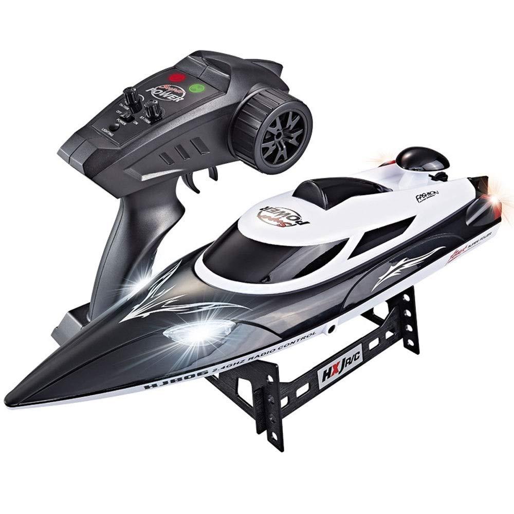 sfhdcfbswjnjdcbshf 2.4G Wireless Electric Remote Control Boat 35KM/H High-Speed RC Ship Circulating Water Cooling Super Navigation Prompt RC Speed Boat Swimming Pool Lake Children\'s Toys (Black)
