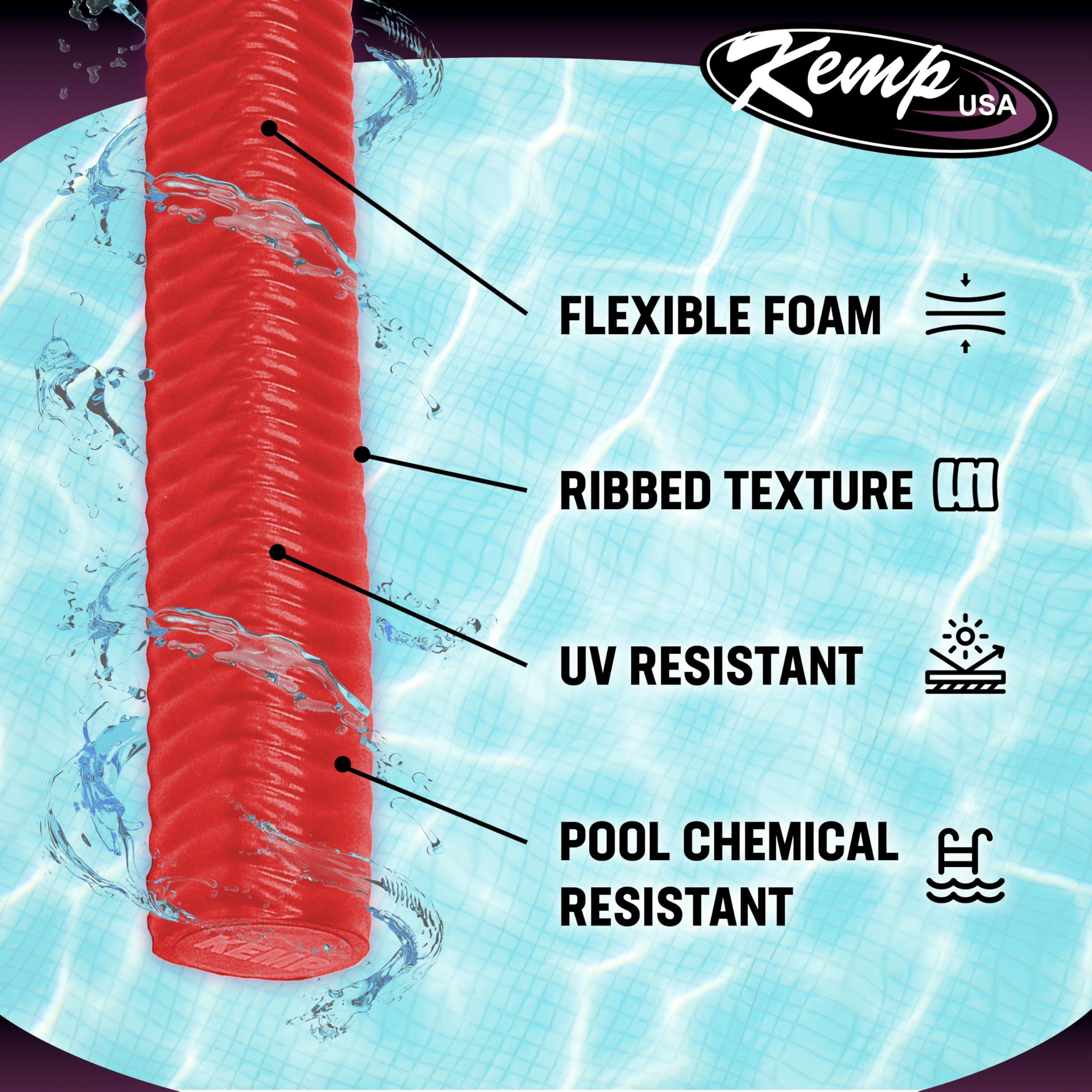 Kemp USA Kemp USA Pool Noodle - Kids & Adult Swimming Pool Floats - 3.5' UV-Resistant, Non-Slip Ribbed Texture - Comfortable Body-Conforming Foam Design Swimming Noodle (RED)