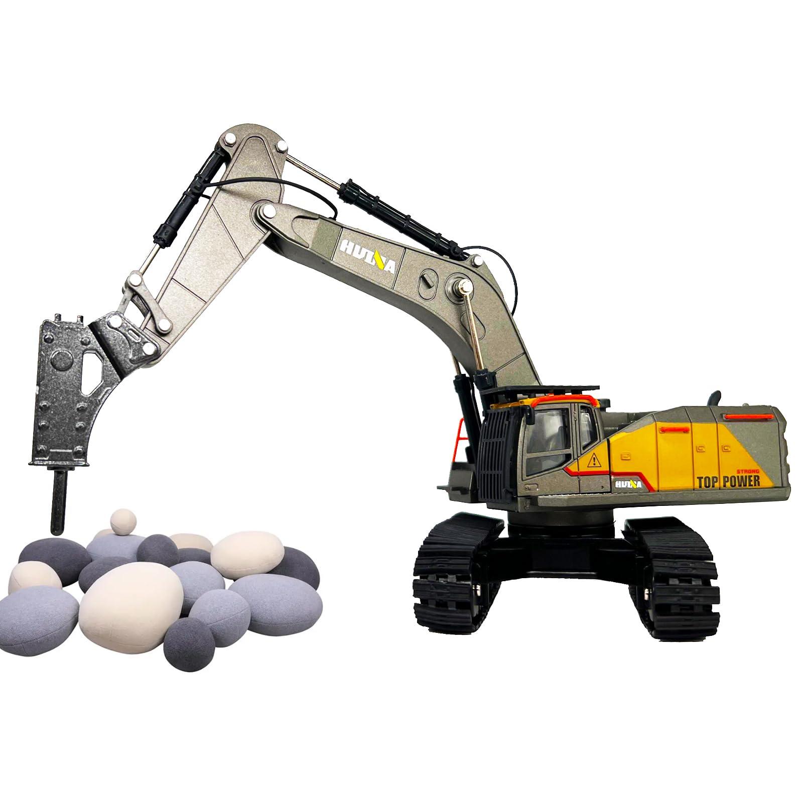 Gemini&Genius Gemini&Genius Drill Excavator Toy for Kids, 1:50 Scale Impact Hammer Excavator Construction Vehicle Toy, Demolition Machine-Tracked Driller, Engineering Car Great Toys and Gifts (Demolition Machine)