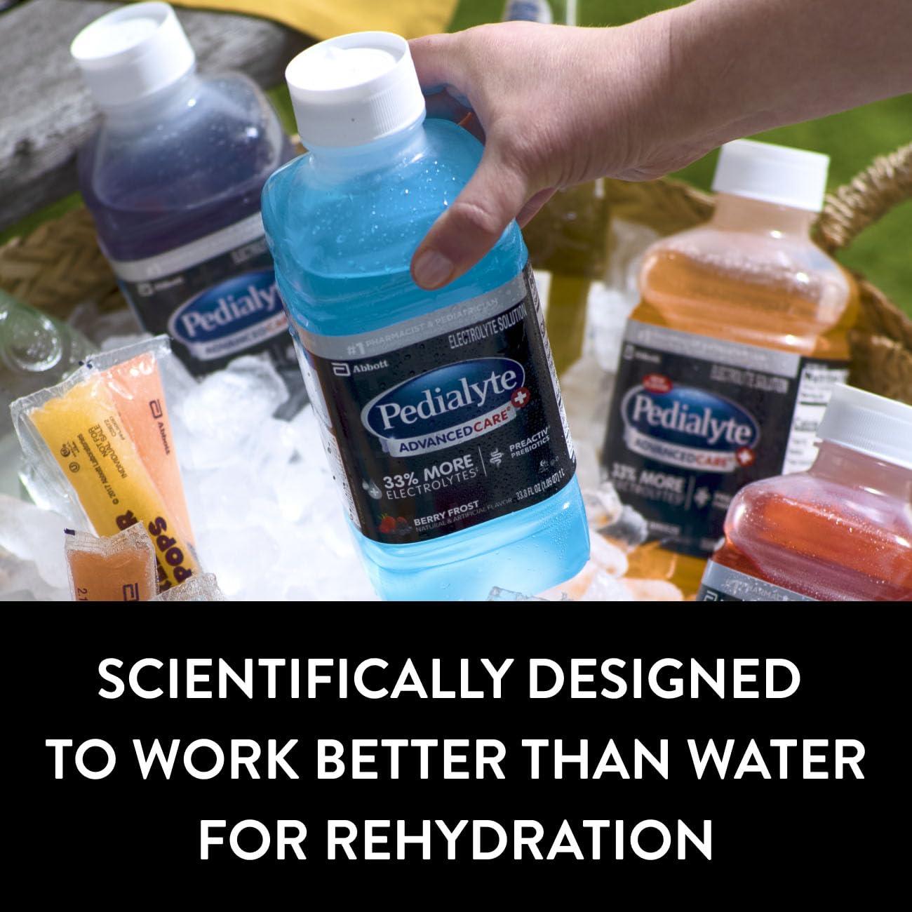 Pedialyte Pedialyte Advancedcare Plus Electrolyte Drink, 1 Liter, 4 Count, with 33% More electrolytes & Has Preactiv Prebiotics, Berry Frost, 33.8 Fl Oz (Pack of 4)