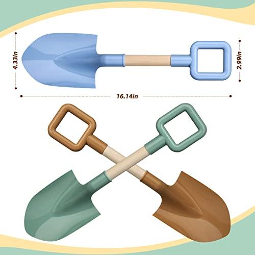 Amarlozn 16\" Wood Beach Sand Shovel Toys for Kids Adults, Heavy Duty Beach Toys Shovels for Sandbox Table, Sand Toy Shovel for Shoveling, Digging, Garden Fun