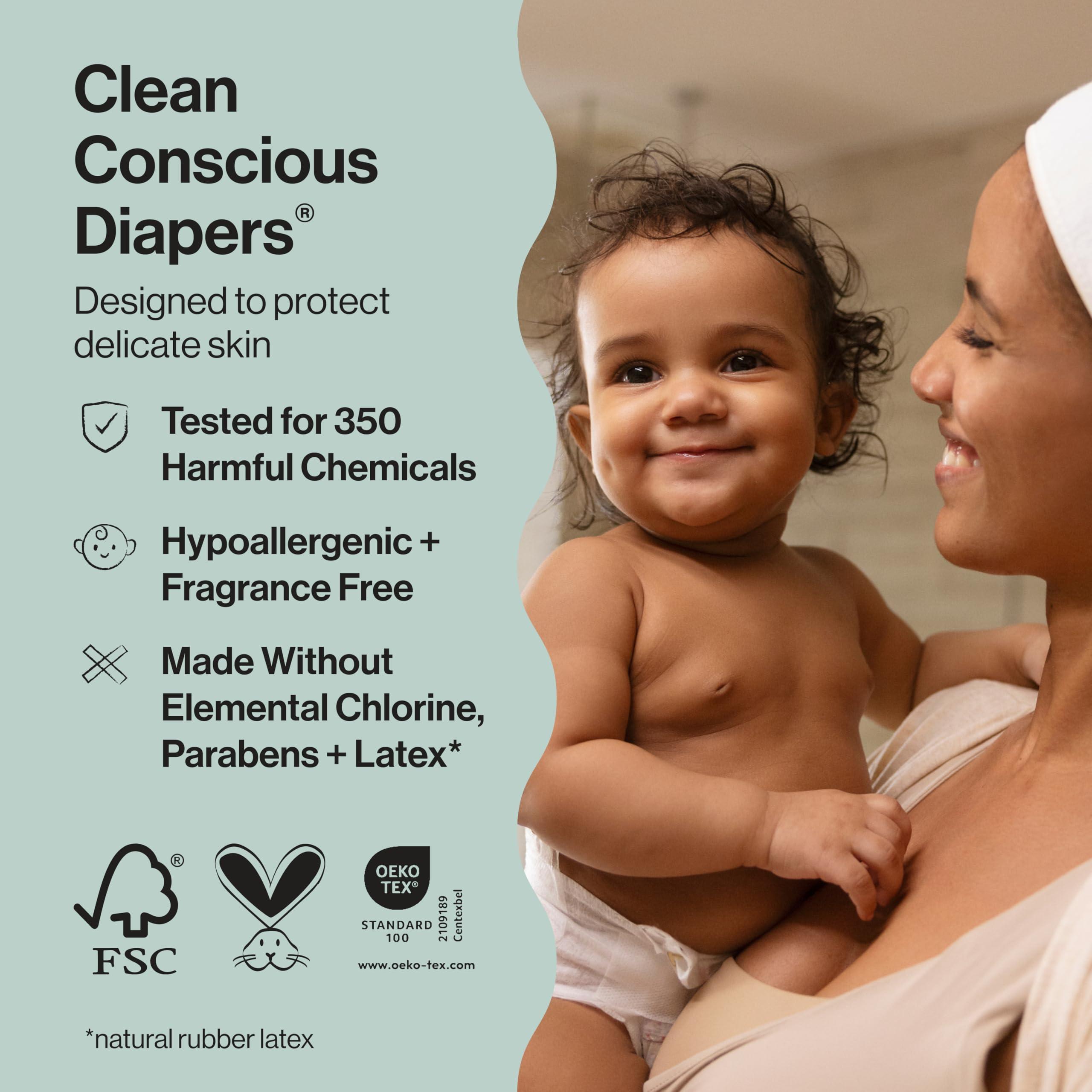 The Honest Company The Honest Company Clean Conscious Diapers for Sensitive Skin | Hypoallergenic, Fragrance Free | Girl Prints | Club Box, Size Newborn, 72 Count