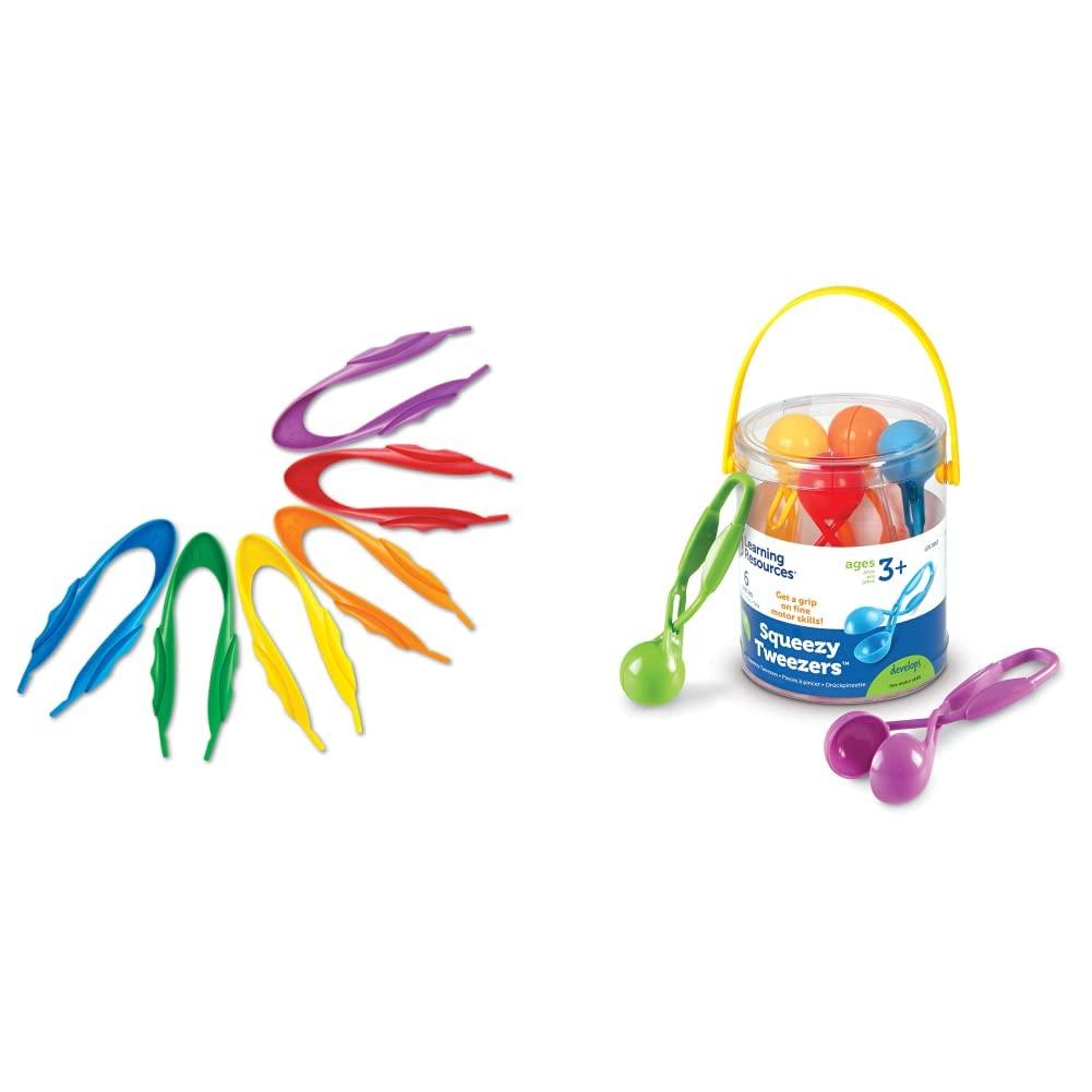 Learning Resources Learning Resources Jumbo Tweezers, Sorting & Counting, Preschool Science, Homeschool, Toddler Fine Motor Skill Development, Set of 12 & Squeezy Tweezers, Fine Motor Toy, Assorted Colors, Set of 6