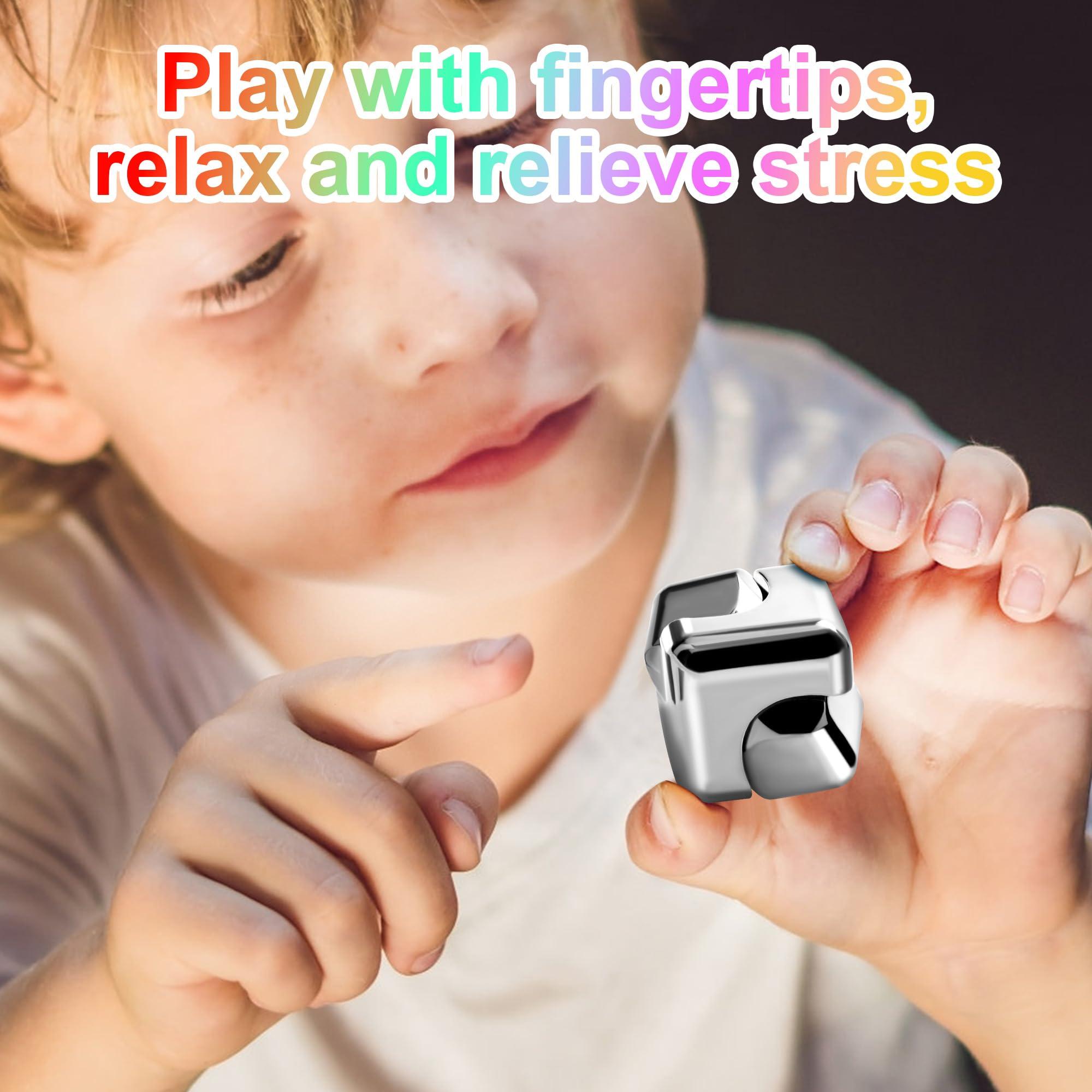 SUKIPIN Infinity Cube Fidget Toy, Fidget Spinner Cube Toys Anti Anxiety Focusing Fidgets for Adults, Easter Basket Stuffers for Kids Teen Autism Children (Silver)