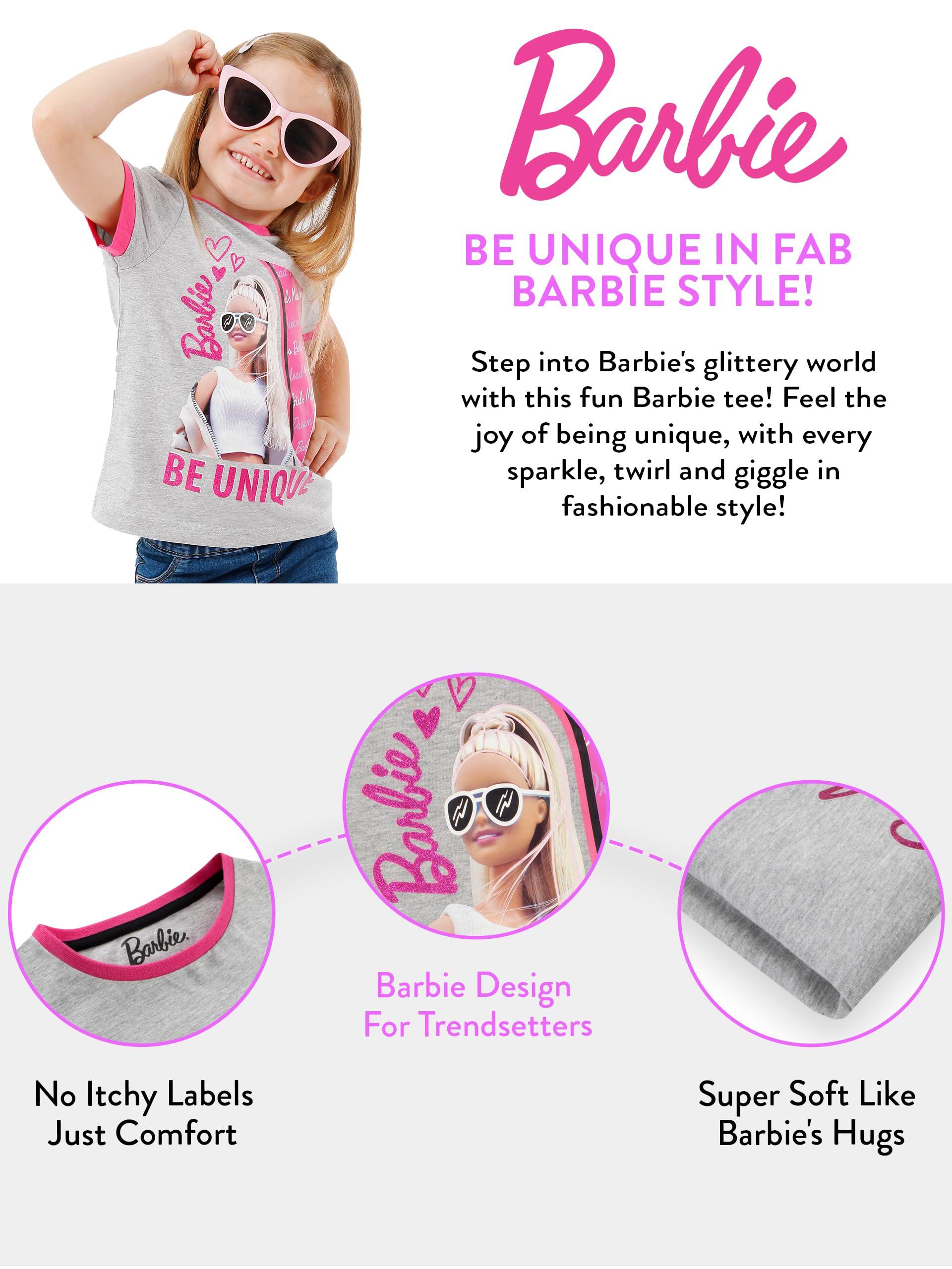 Barbie Barbie Shirts for Girls | Official Merch | Inspirational Girl Tshirt Grey 4