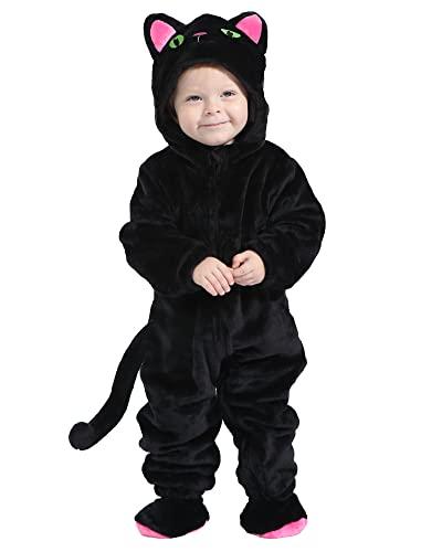 HSCTEK Baby Cat Costume Infant Black Cat Costume for Baby Boys Girls Baby Halloween Costume for Toddler Newborn 9 12Months