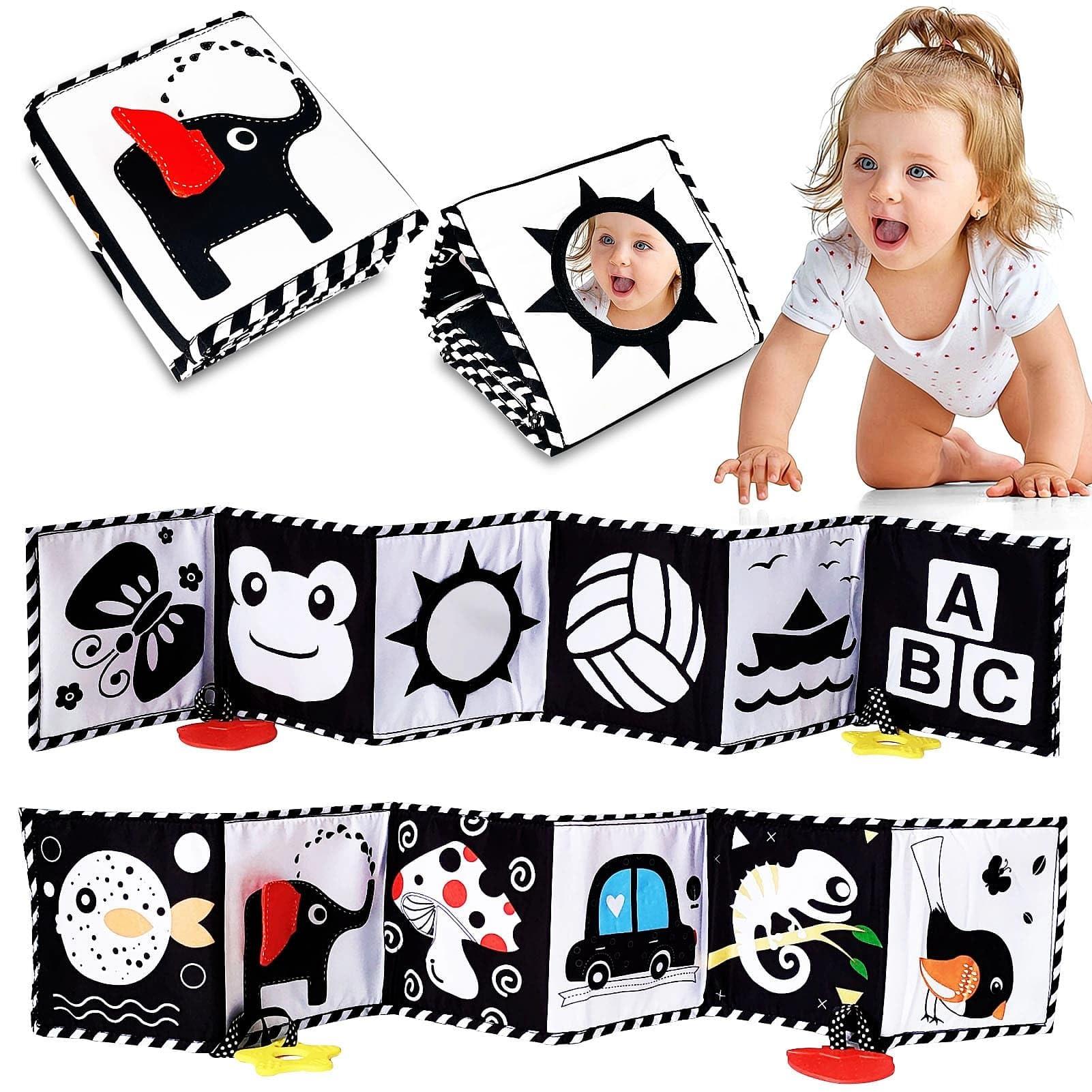 AGMJFN Black and White Baby Toys - High Contrast Baby Toys for Newborn Infant Montessori Sensory Toys 0-3 Months developmental toys Tummy Time Toys 6 7 8 9 10 11 12 month old baby must haves baby gifts