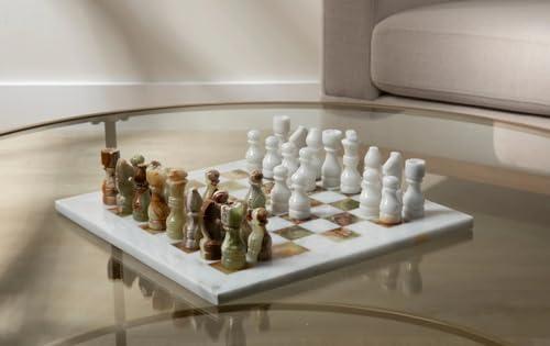 KALIFANO KALIFANO - Green Onyx Chess Set, Unearthed and Hand-carved in Pakistan, Timeless, Unique, and Elegant Decor Accent, Chess Board, Office or Home Decor