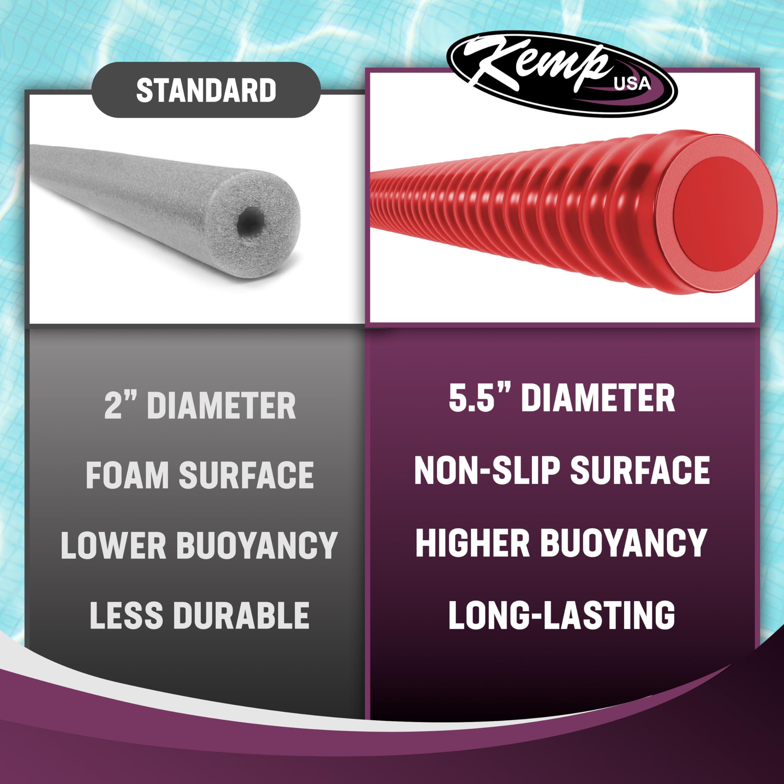 Kemp USA Kemp USA Pool Noodle - Kids & Adult Swimming Pool Floats - 3.5' UV-Resistant, Non-Slip Ribbed Texture - Comfortable Body-Conforming Foam Design Swimming Noodle (RED)