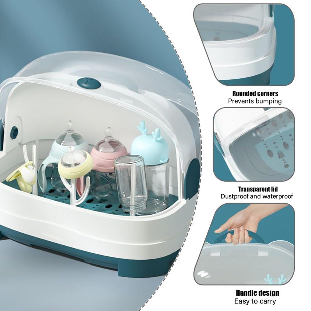 KALWEL KALWEL,Baby Bottle Dryer Rack,Portable Bottle Drying Rack,Baby Bottle Storage Organizer with Lid,Travel Bottle Drying Rack,Removable Layers for Easy Cleaning,Suitable for Travelling,Camping