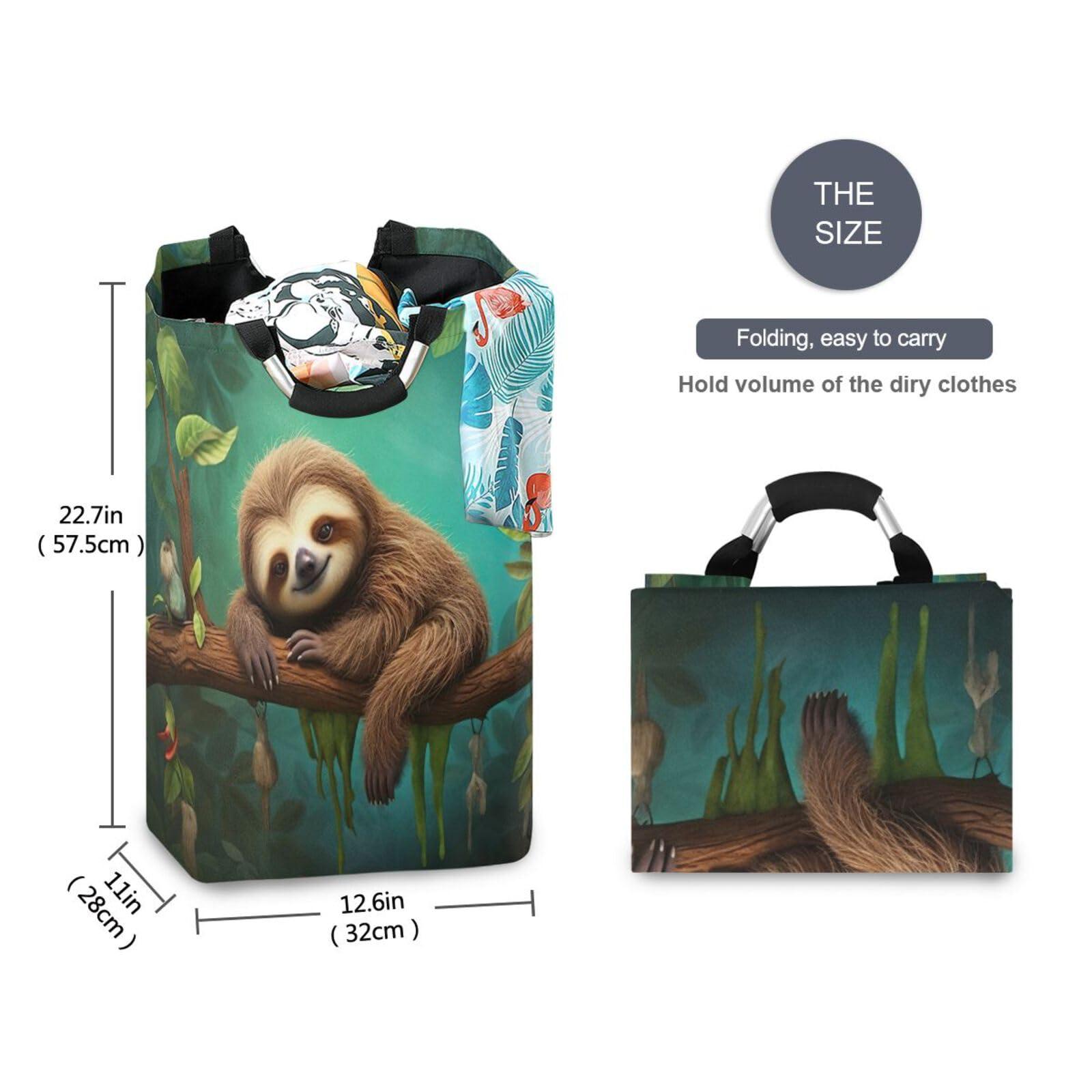 FLildon FLildon Laundry Basket Tree Sloth Collapsible Clothes Hamper, Waterproof Nursery Storage Bin with Handle Clothing Baskets for Bedroom Bathroom