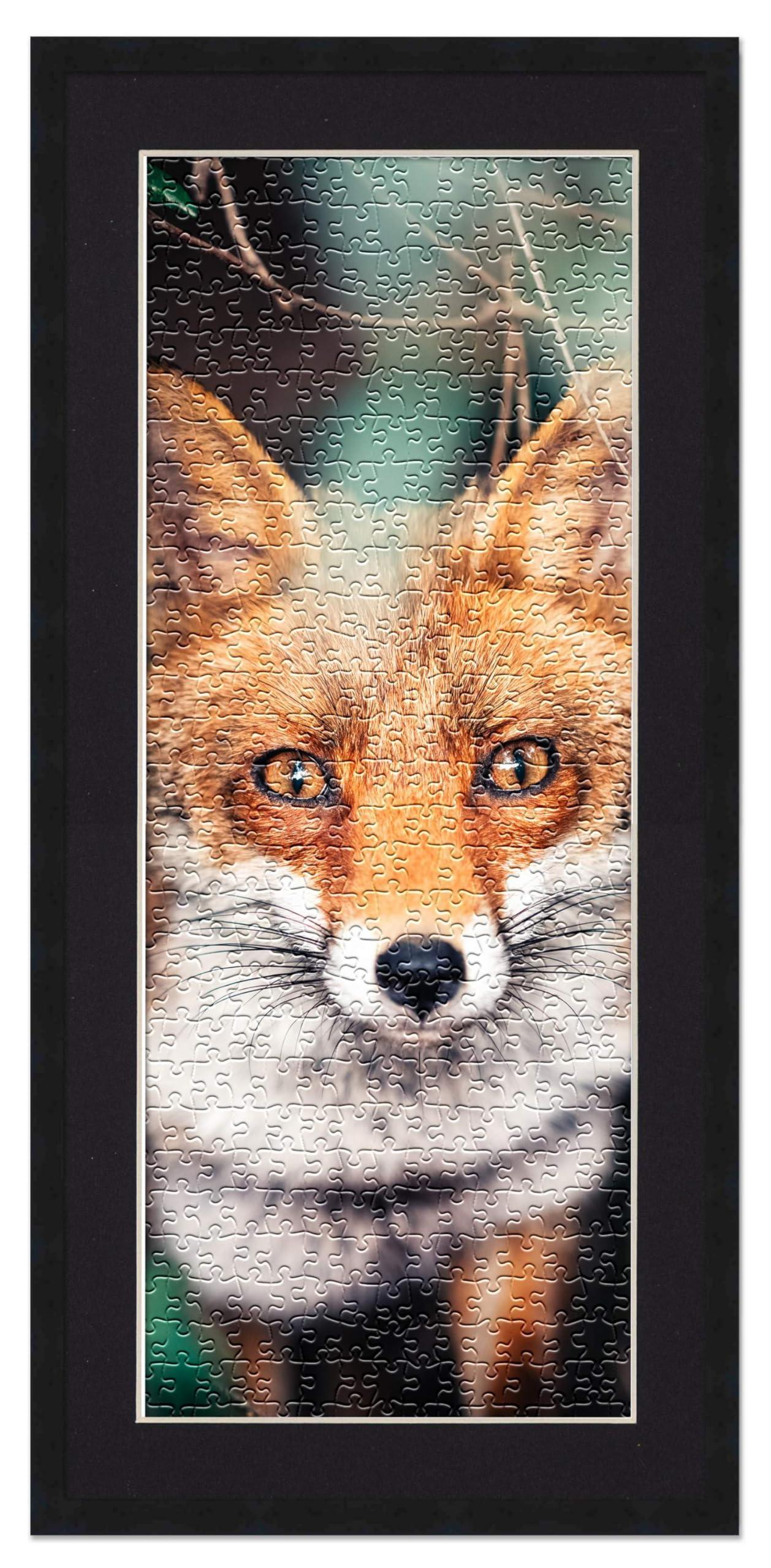 Poster Palooza Poster Palooza 12x36 Jigsaw Puzzle Frame Kit - Kit Includes Puzzle Glue Sheets, Black Wood Puzzle Frame with Black Mat, UV Acrylic, Backing, Hanging Hardware