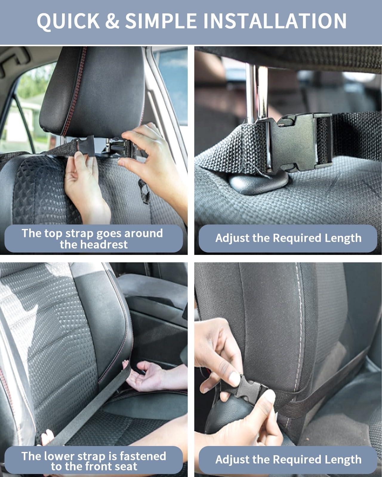 T&H XHome Car Seat Protector, 2 Pack Kick Mats with Organizer - 3 Pocket Storage, Blue Christmas Snowman Striped Cap and Scarf Snowflake Back Seat Cover for Kids Universal Fit Automotive Interior Protectors