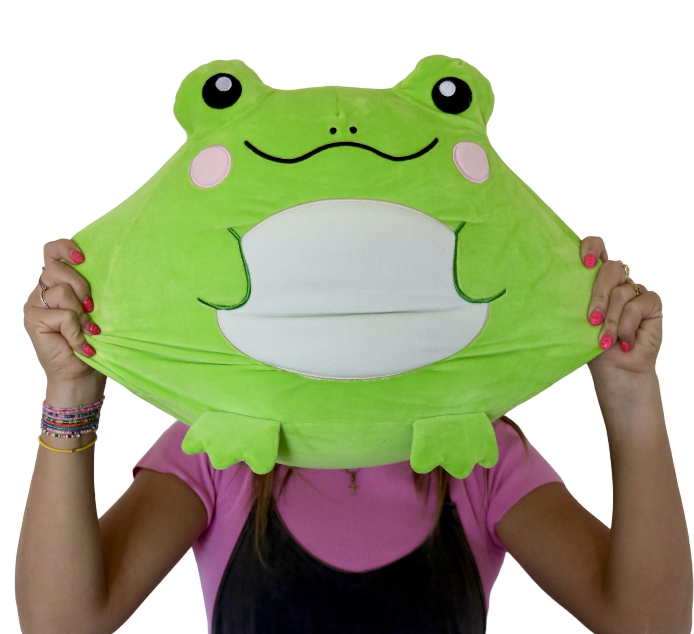 Snuggaboos Snuggaboos Adorable Large 15 Inch Zoe The Frog Squish Plush Pillow - Super Soft Original Cute Plushie Toy: Smiling Stuffed Animal Gift for Kids and Adults