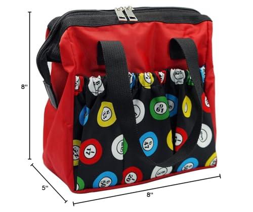Yuanhe Yuanhe Bingo Dauber Bags with 6 Pockets Red Bingo Tote Bag