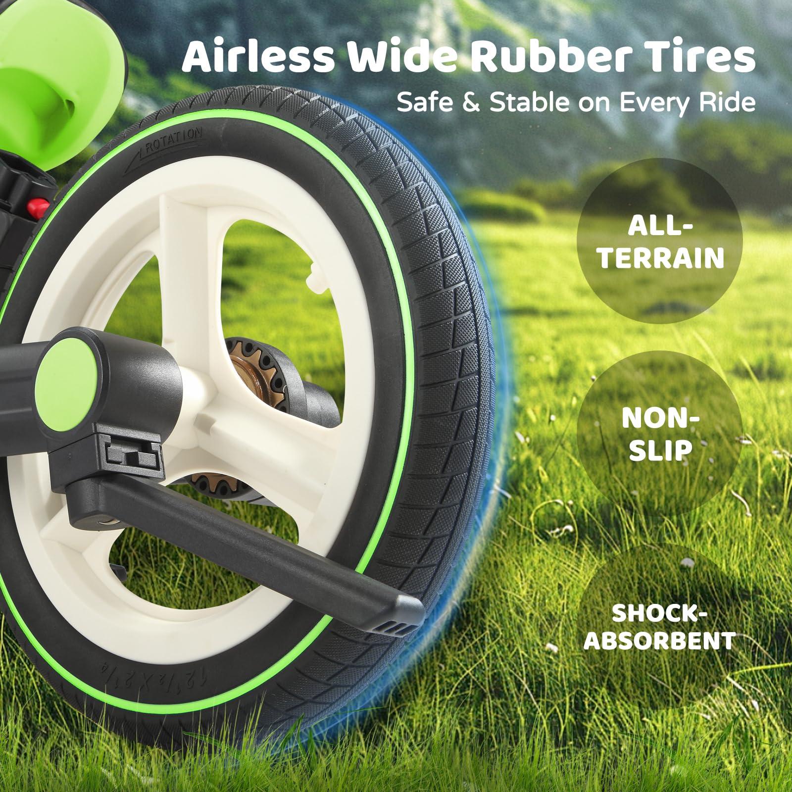 JMMD JMMD Toddler Bike with Push Handle for Kids 18-60 Months, 6 in 1 Foldable Push Bike with Training Wheels, Pedals, Brakes, Kickstand, Kid Balance Bike Gift & Toys for Boy & Girl, Green